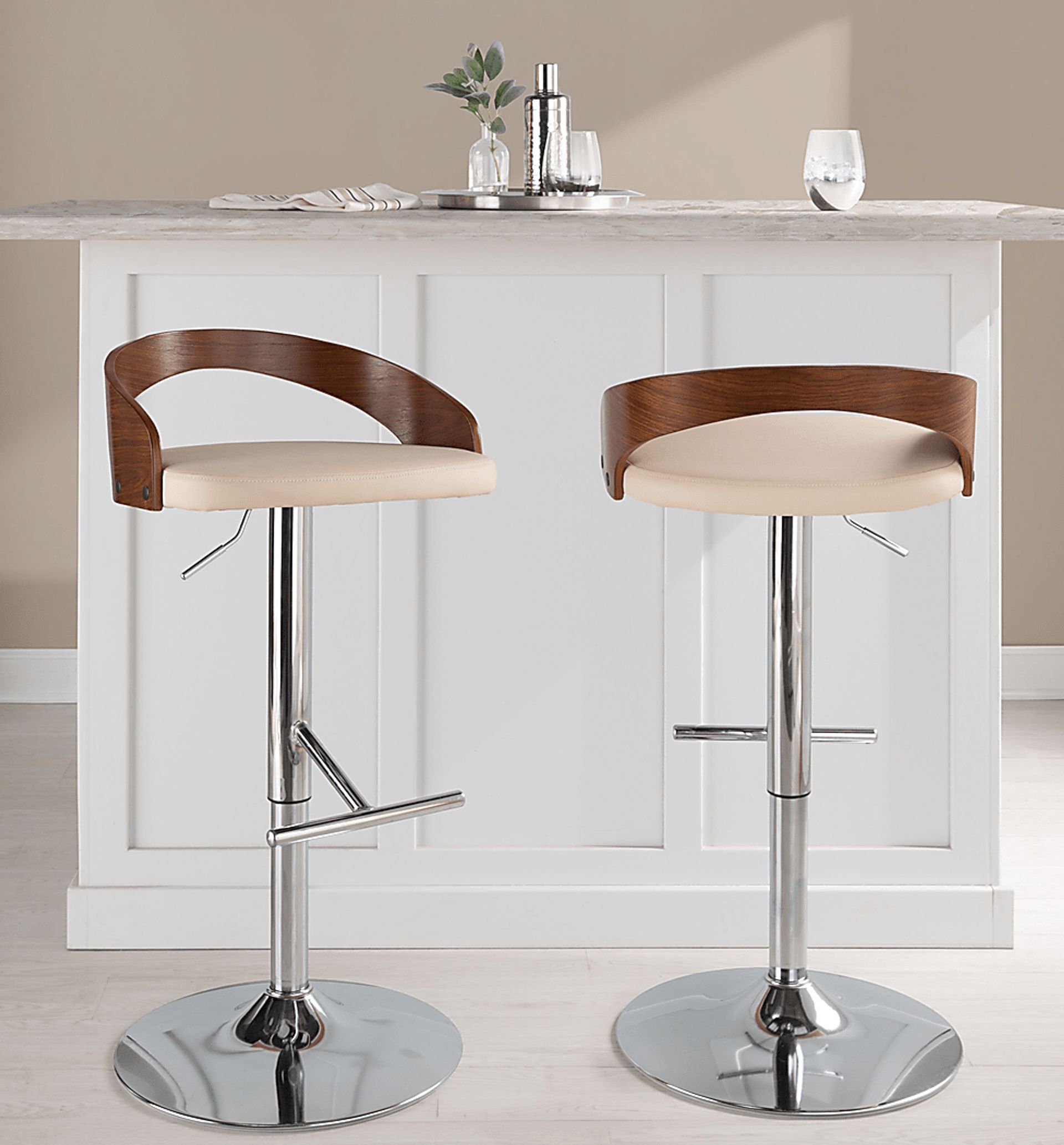 Wrayhall I Cream Adjustable Swivel Barstool, Set of 2 - Image 3