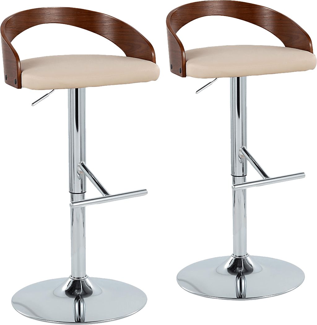 Wrayhall I Cream Adjustable Swivel Barstool, Set of 2