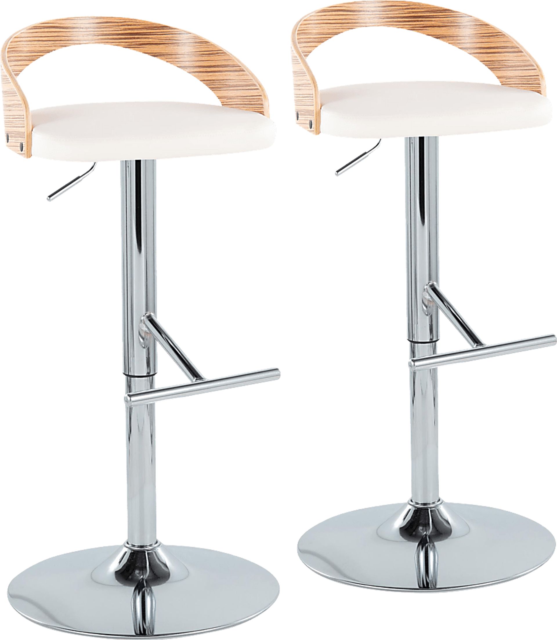Wrayhall I White Adjustable Swivel Barstool, Set of 2 - Image 1
