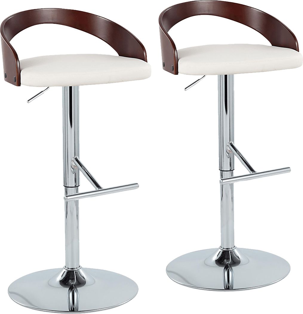 Wrayhall I White Adjustable Swivel Barstool, Set of 2