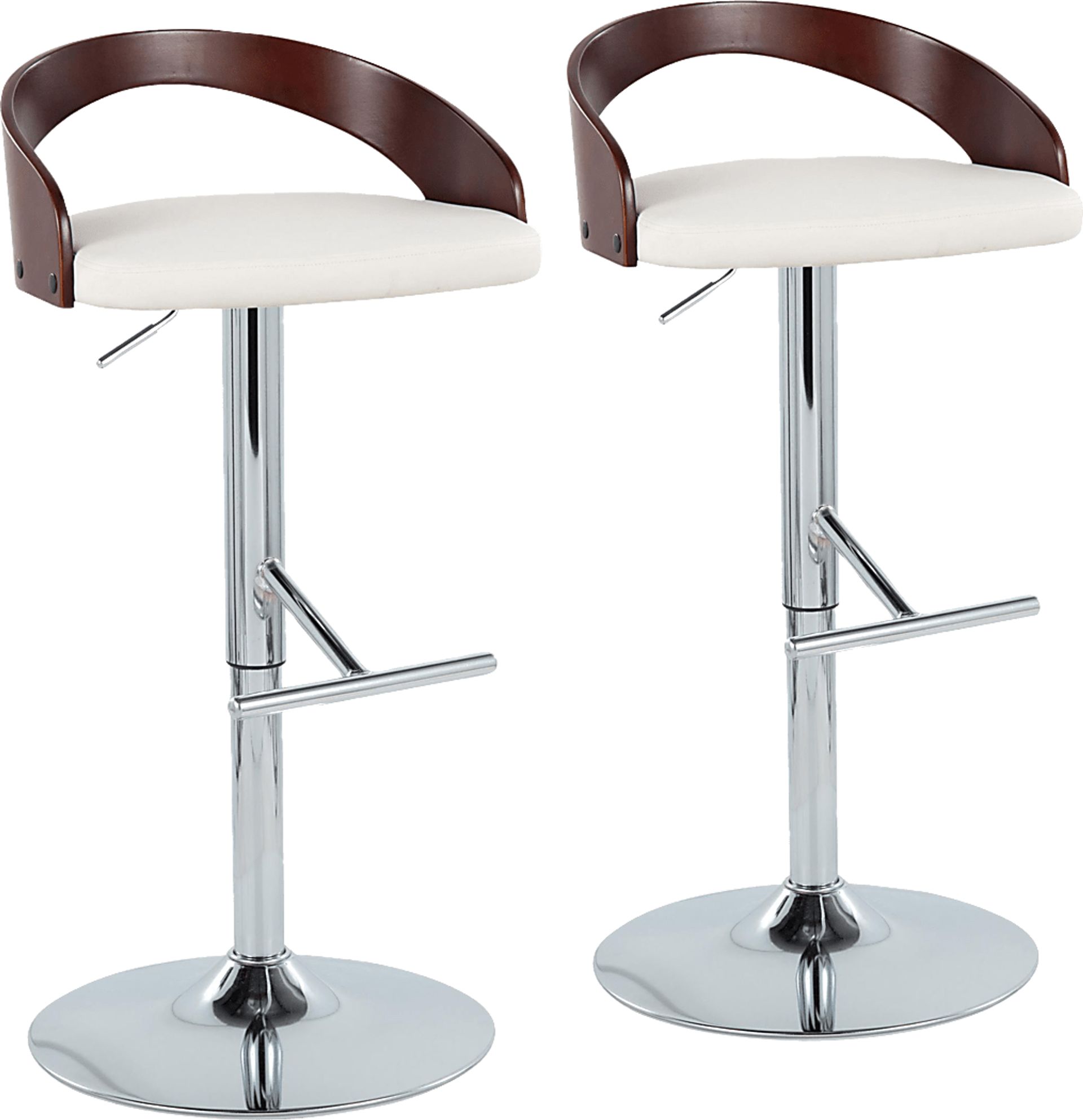 Wrayhall I White Adjustable Swivel Barstool, Set of 2 - Image 1