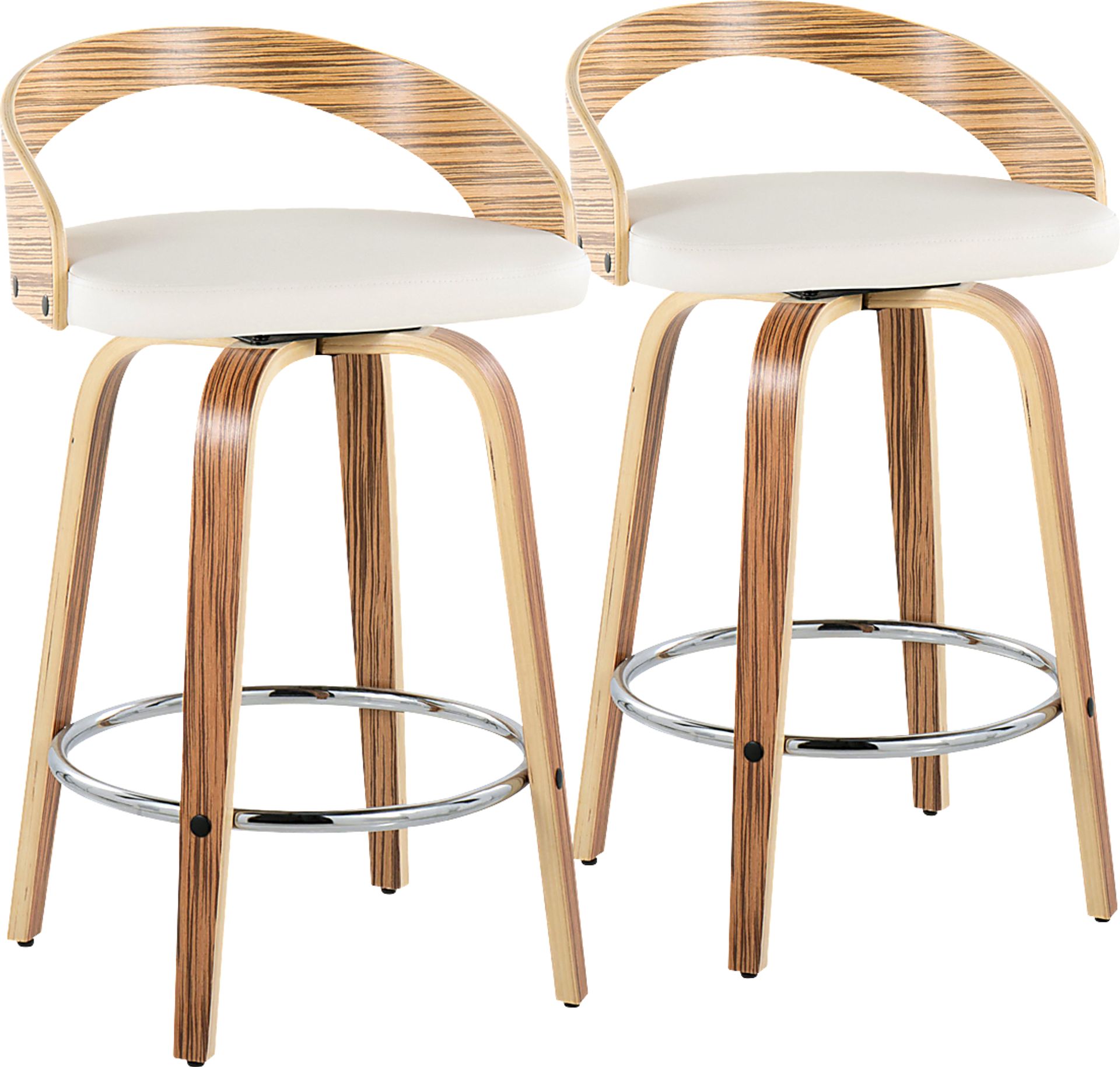 Wrayhall III White Swivel Counter Height Stool, Set of 2 - Image 1