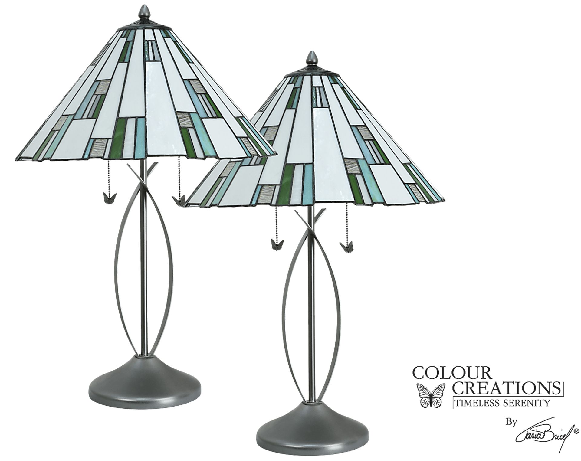Wrightsville Blue-Green Lamp, Set of 2 - Image 1