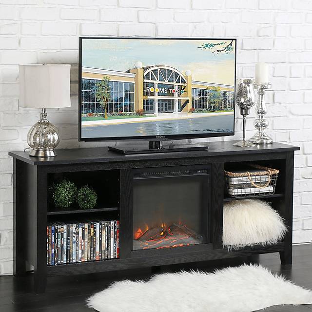 Wyatt Black 58 in. Console with Electric Fireplace - Thumbnail - Image 3