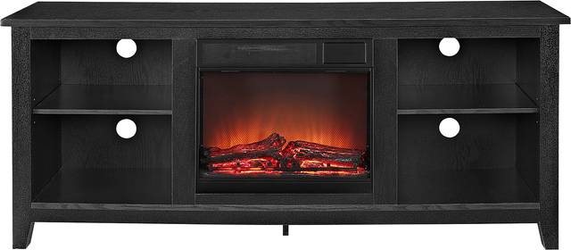 Wyatt Black 58 in. Console with Electric Fireplace - Thumbnail - Image 1
