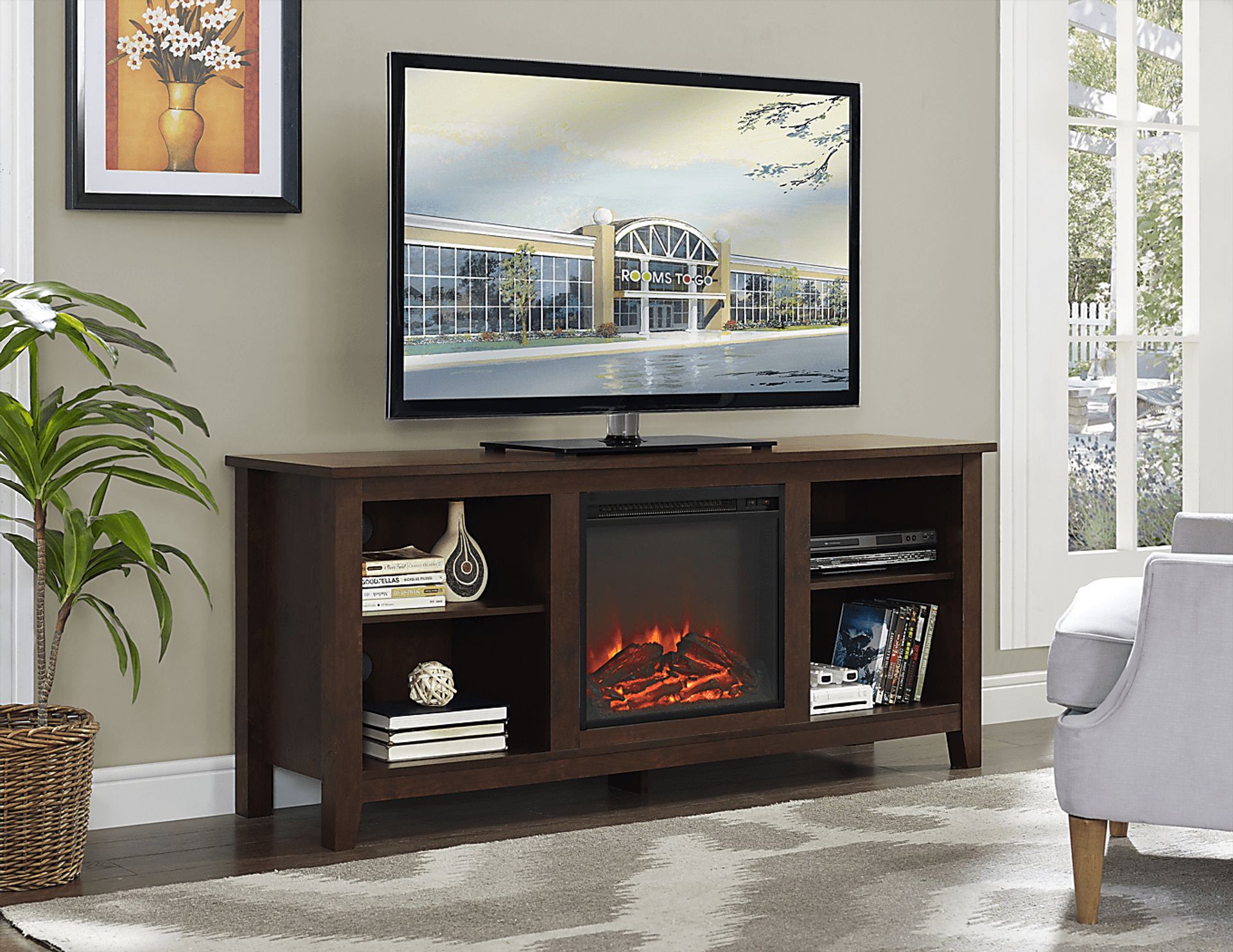 Wyatt Brown 58 in. Console with Electric Fireplace - Image 5
