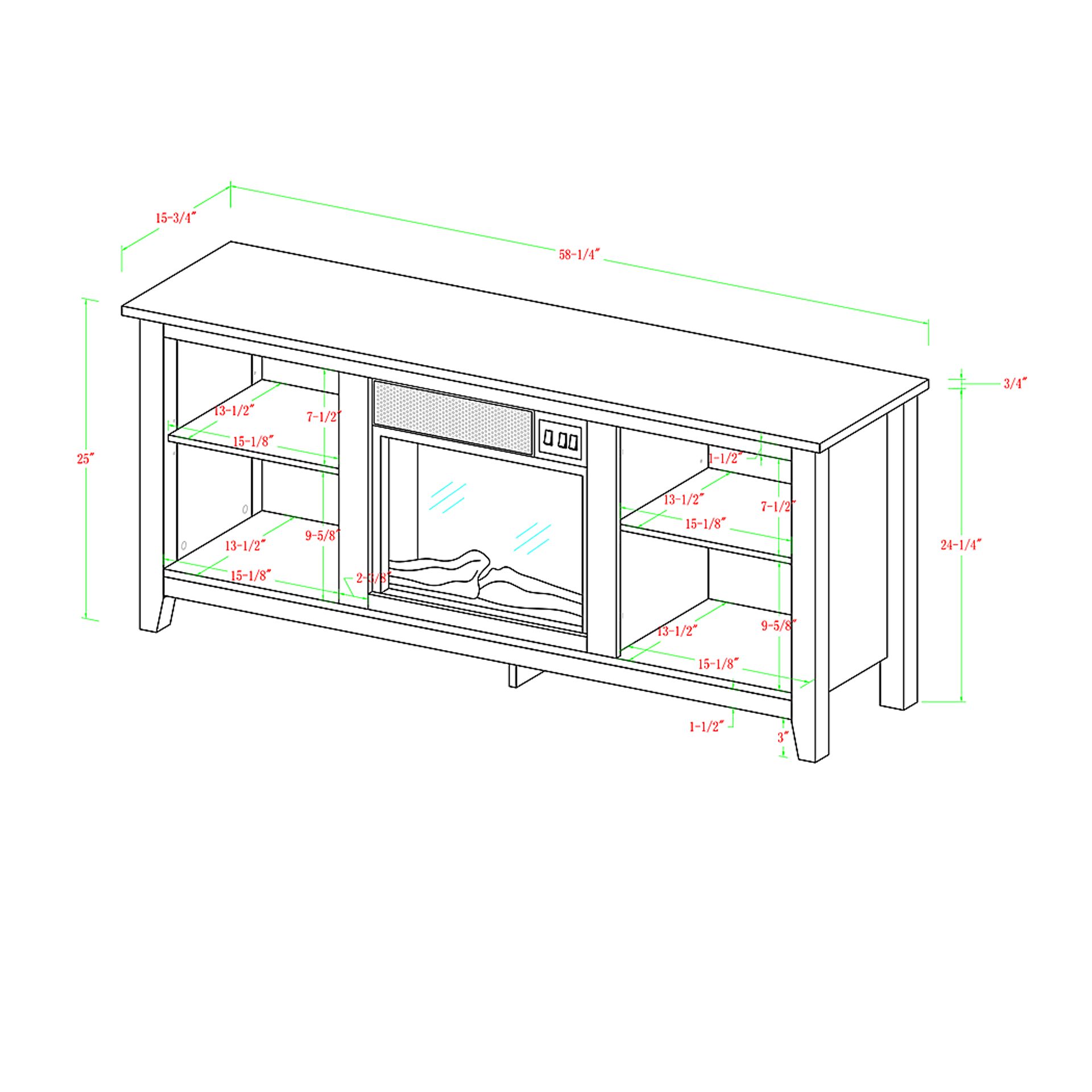 Wyatt Brown 58 in. Console with Electric Fireplace - Image 7