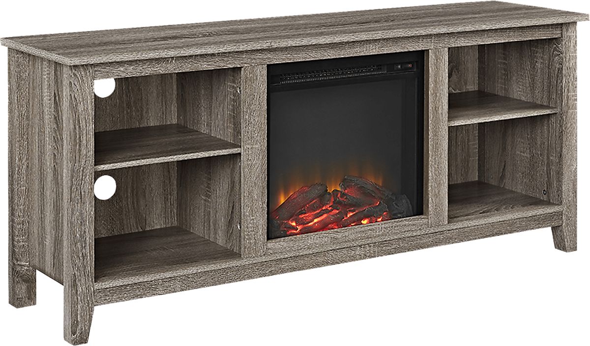 Wyatt Driftwood Light Wood Firebox Console | Rooms to Go