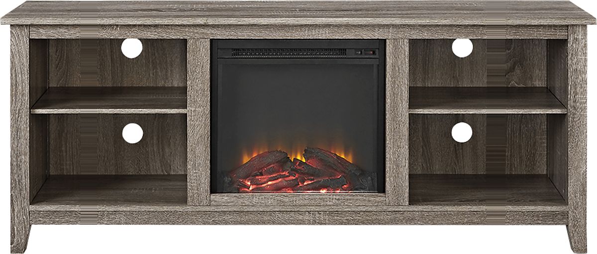 Wyatt Driftwood Light Wood Firebox Console | Rooms to Go