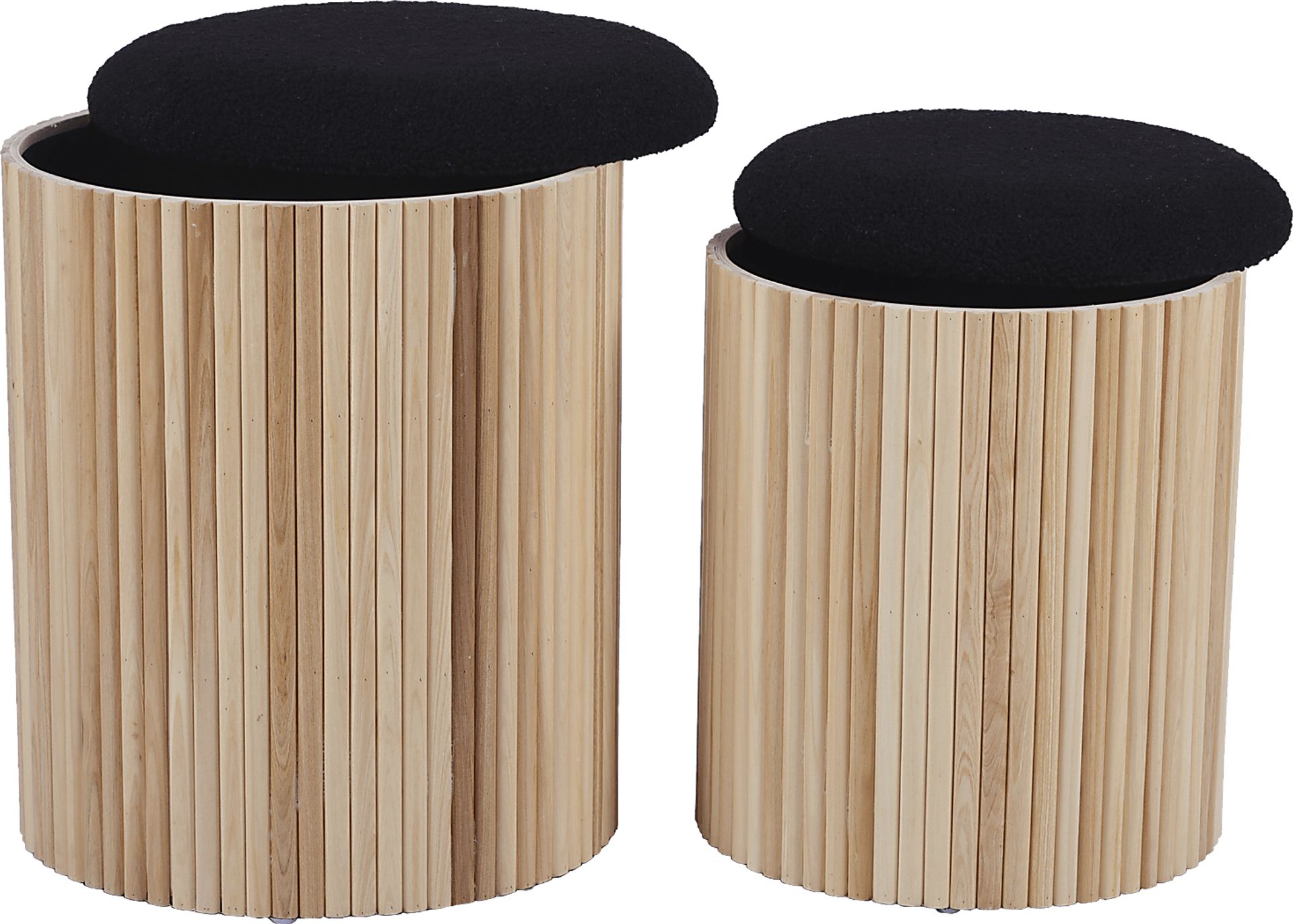 Wyckoff II Black Nesting Storage Ottoman, Set of 2 - Image 3