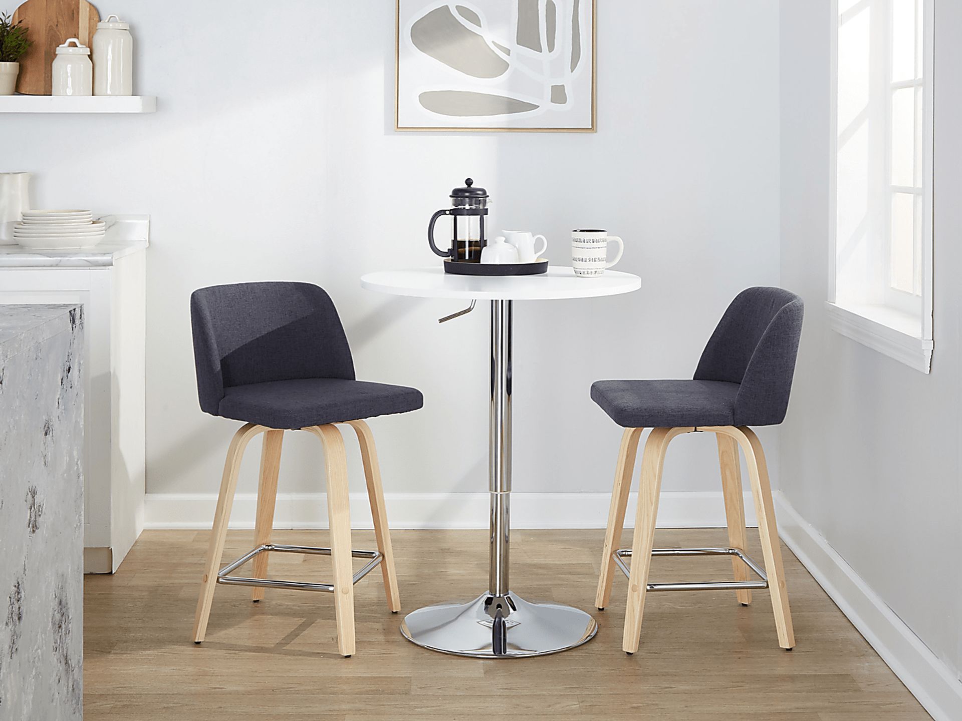 Wymering I Blue Swivel Counter Height Stool, Set of 2 - Image 9