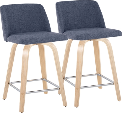 Wymering I Blue Swivel Counter Height Stool, Set of 2
