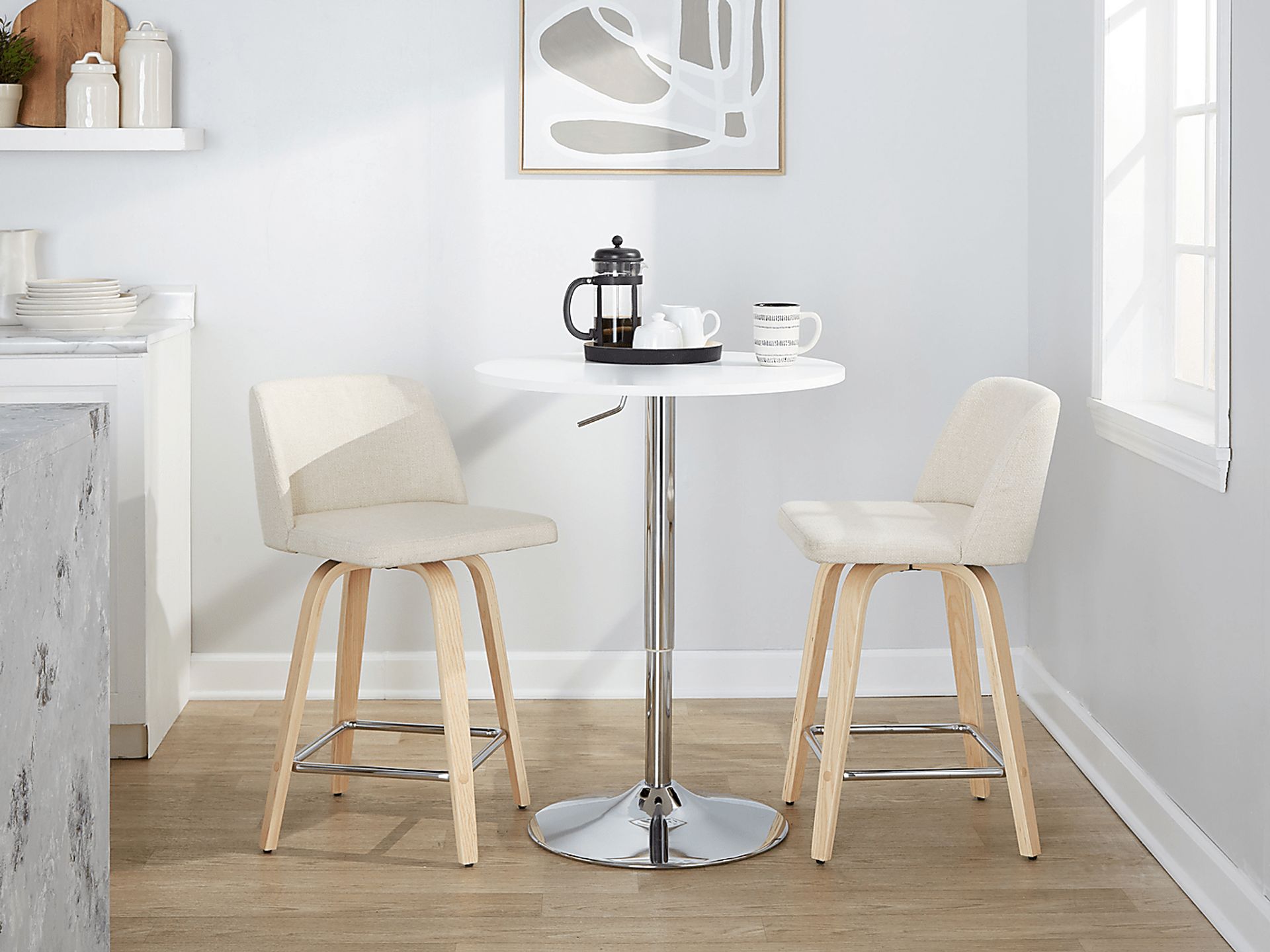 Wymering I Cream Swivel Counter Height Stool, Set of 2 - Image 2