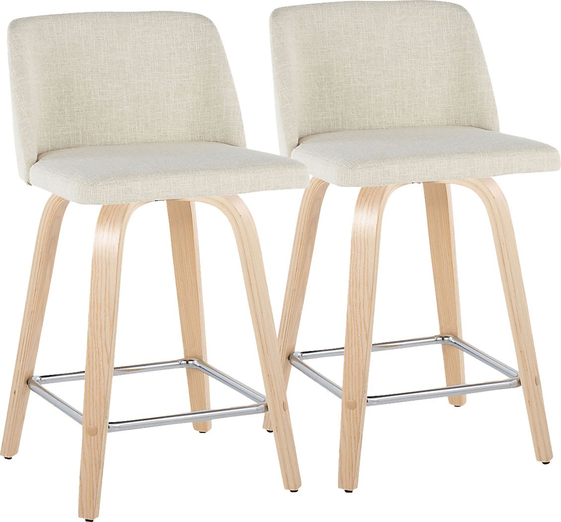 Wymering I Cream Swivel Counter Height Stool, Set of 2