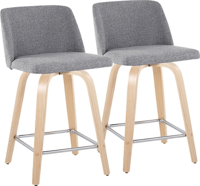 Wymering I Gray Swivel Counter Height Stool, Set of 2