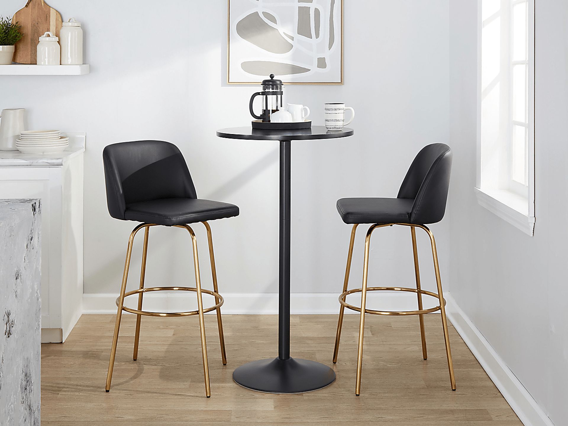 Wymering II Black Swivel Barstool, Set of 2 - Image 2