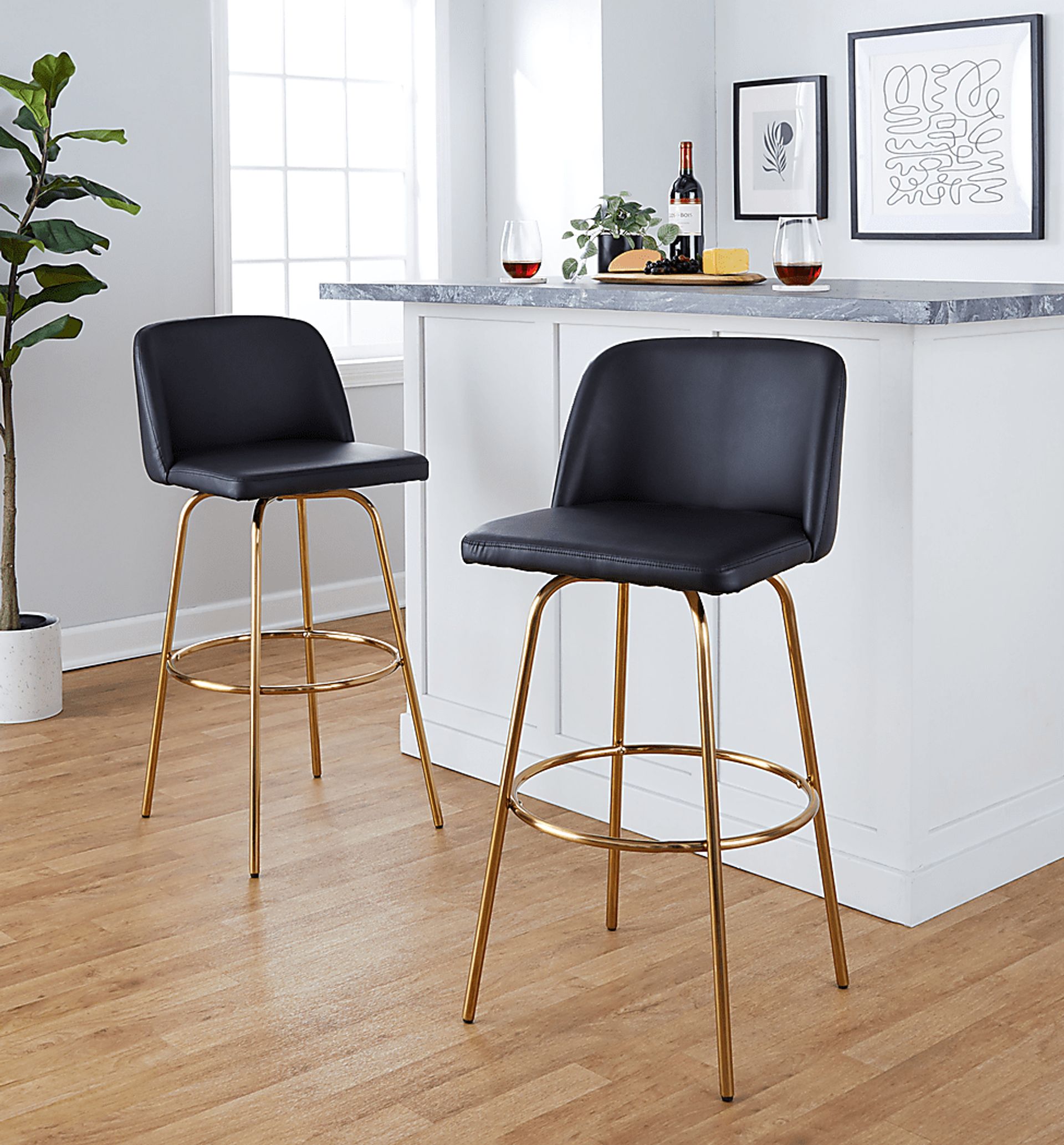 Wymering II Black Swivel Barstool, Set of 2 - Image 9