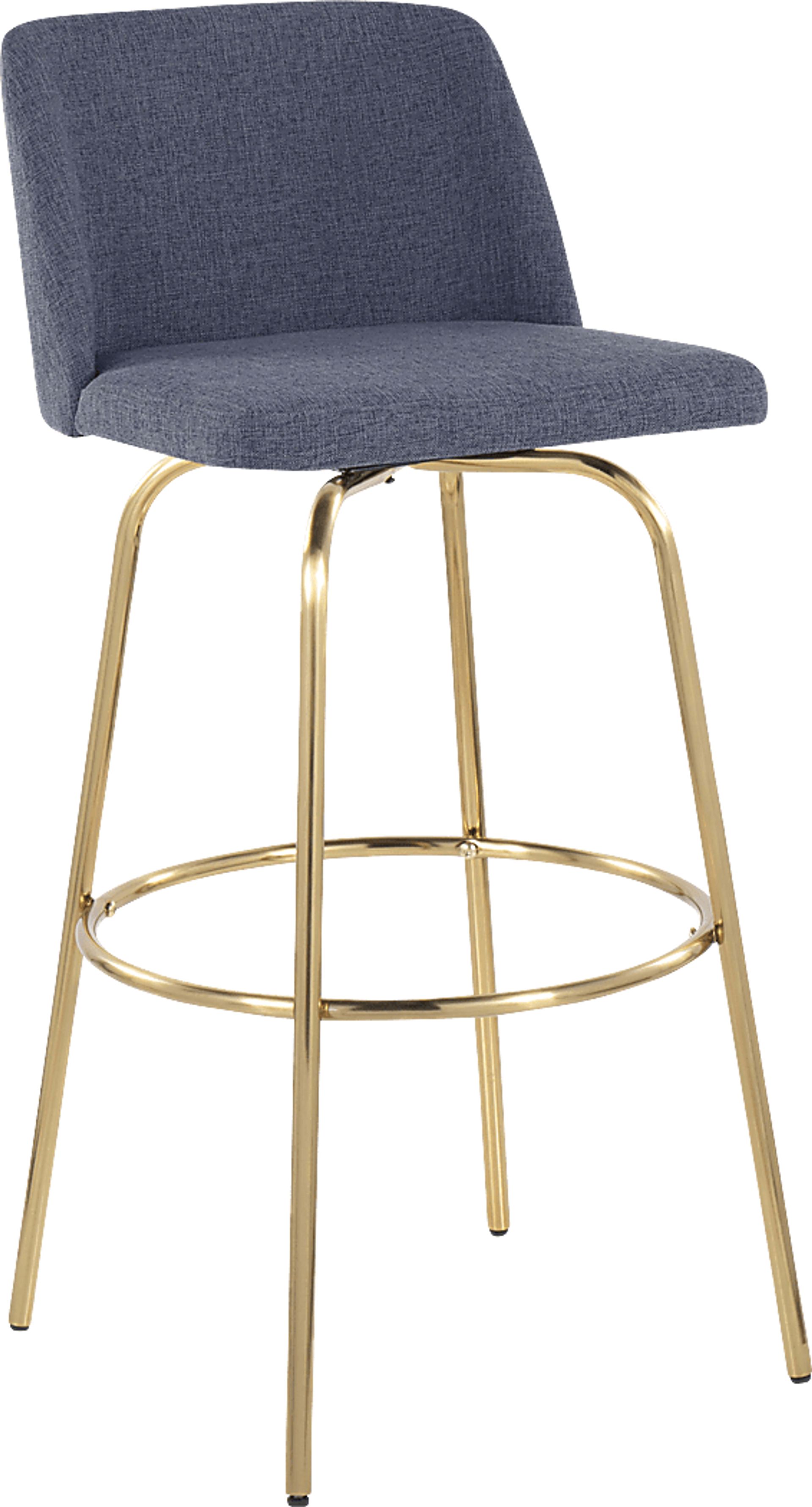 Wymering II Blue Swivel Barstool, Set of 2 - Image 3