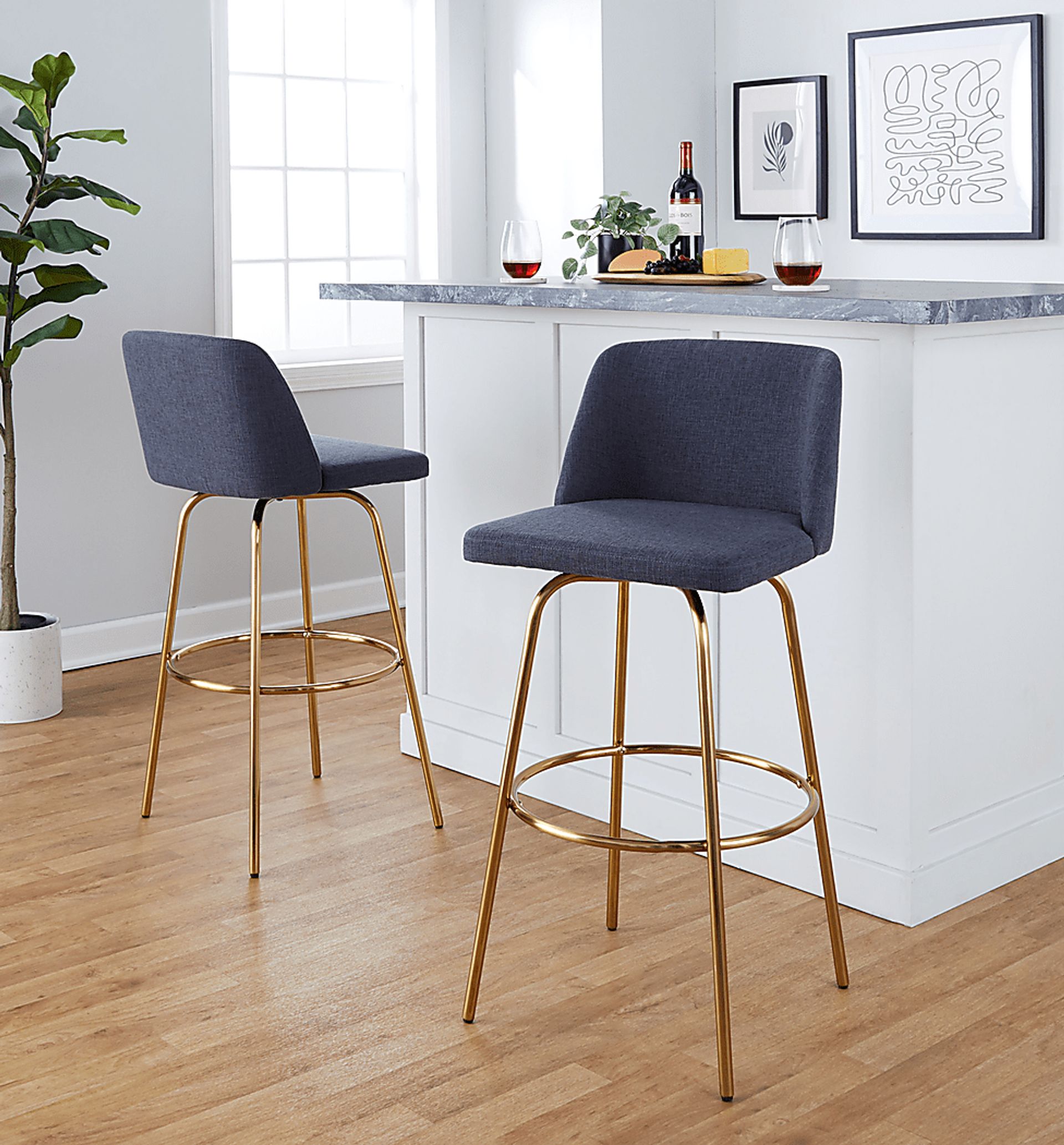Wymering II Blue Swivel Barstool, Set of 2 - Image 8