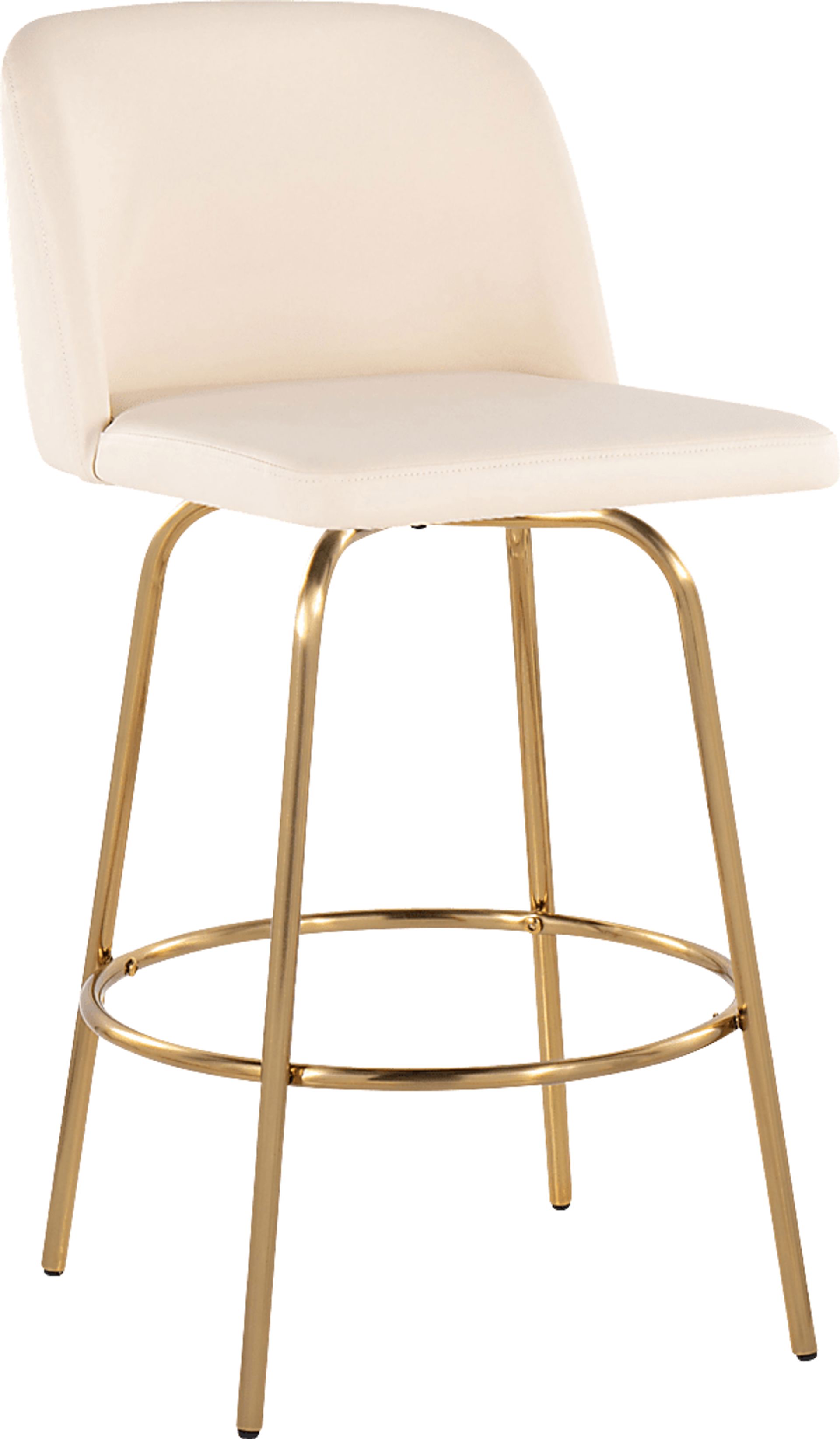 Wymering II Cream Polyurethane Swivel Barstool, Set of 2 - Image 3