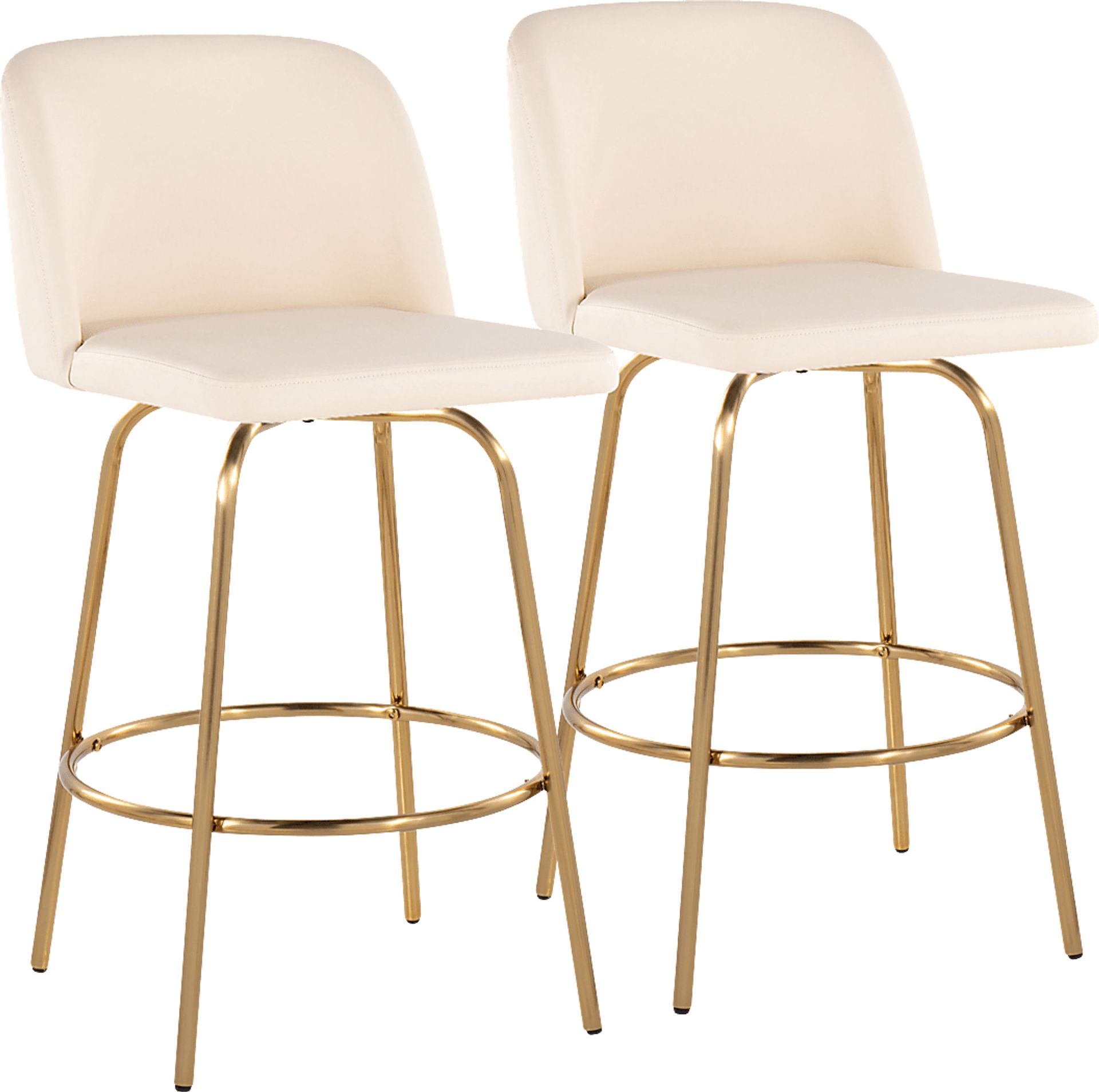 Wymering II Cream Polyurethane Swivel Barstool, Set of 2 - Image 1