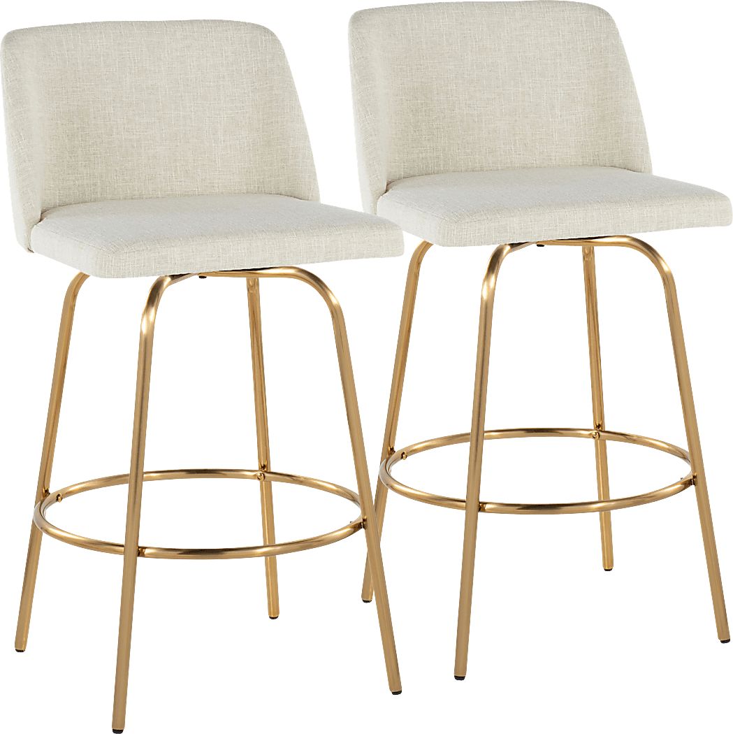 Wymering II Cream Swivel Counter Height Stool, Set of 2