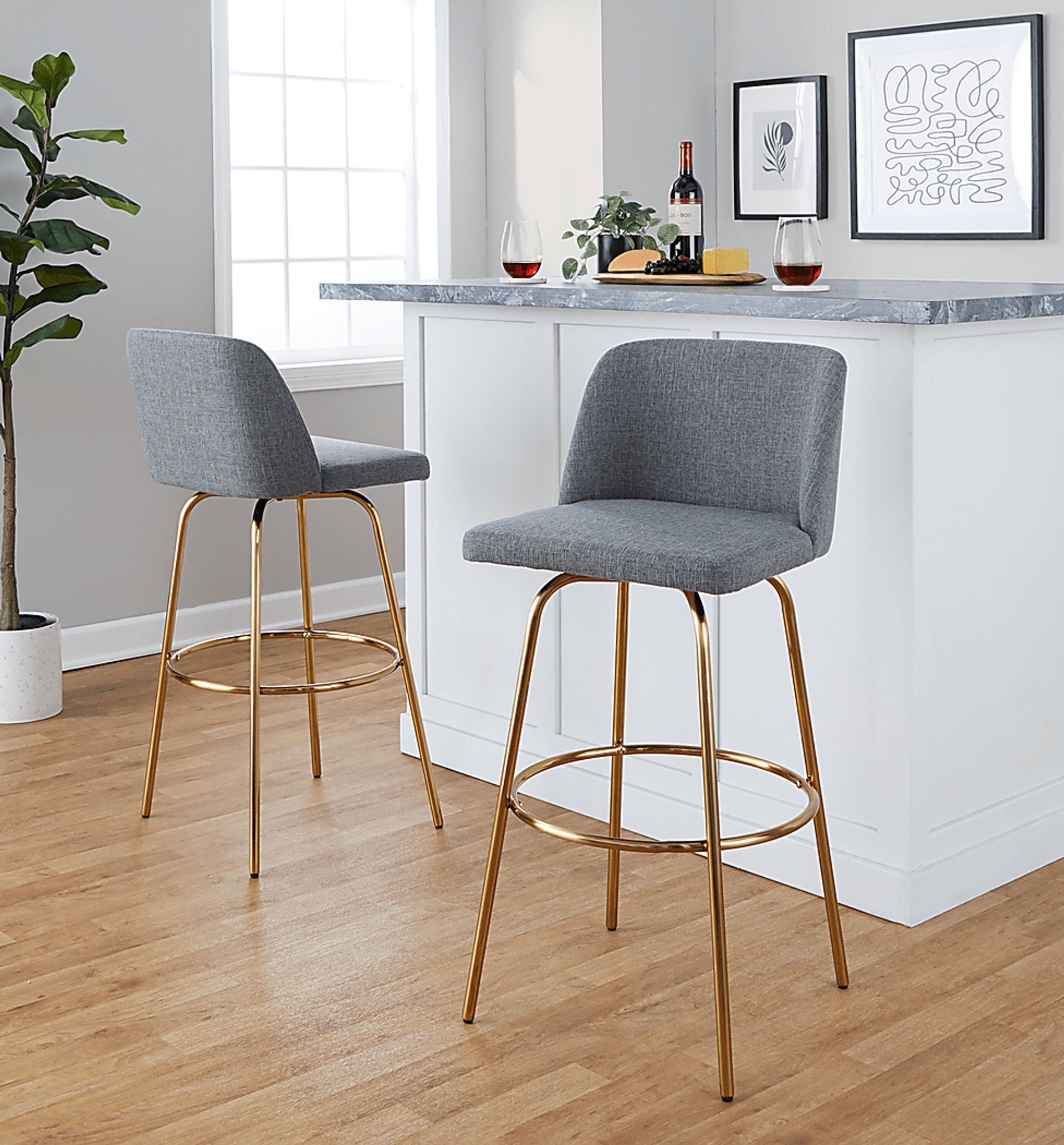 Wymering II Gray Swivel Barstool, Set of 2 - Image 8