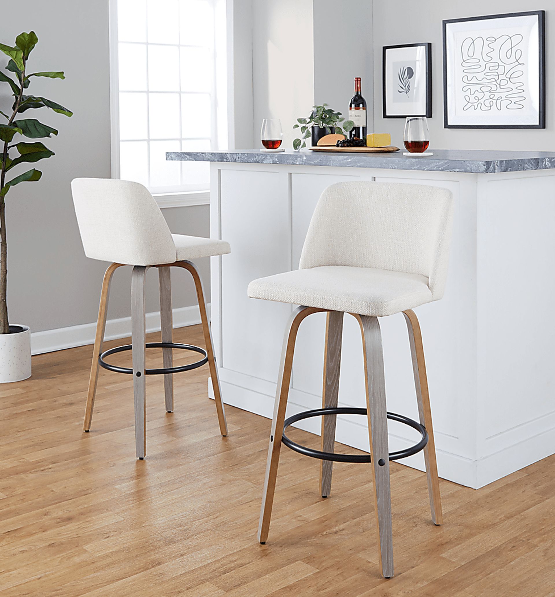 Wymering III Beige Swivel Barstool, Set of 2 - Image 8