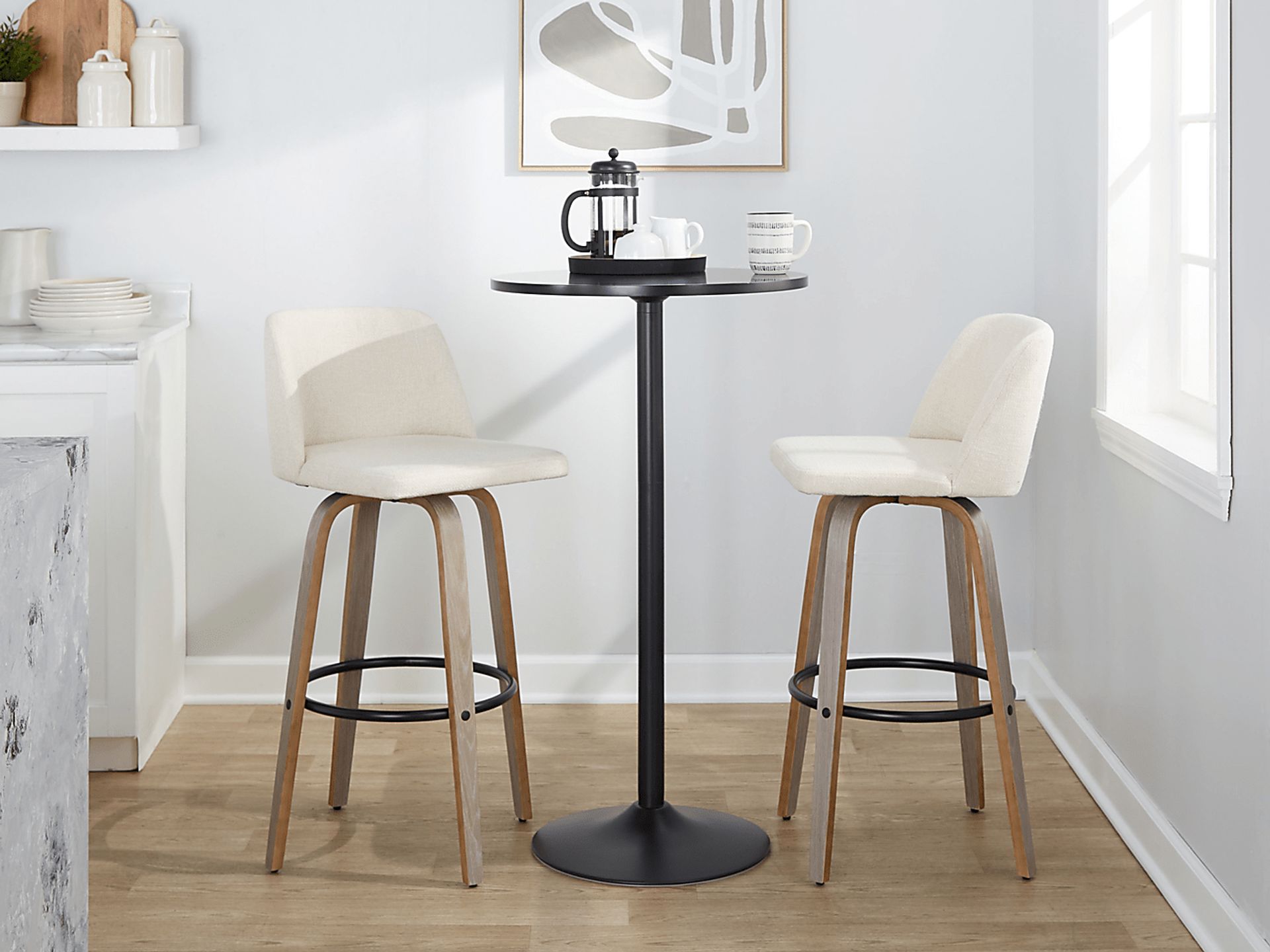 Wymering III Beige Swivel Barstool, Set of 2 - Image 9