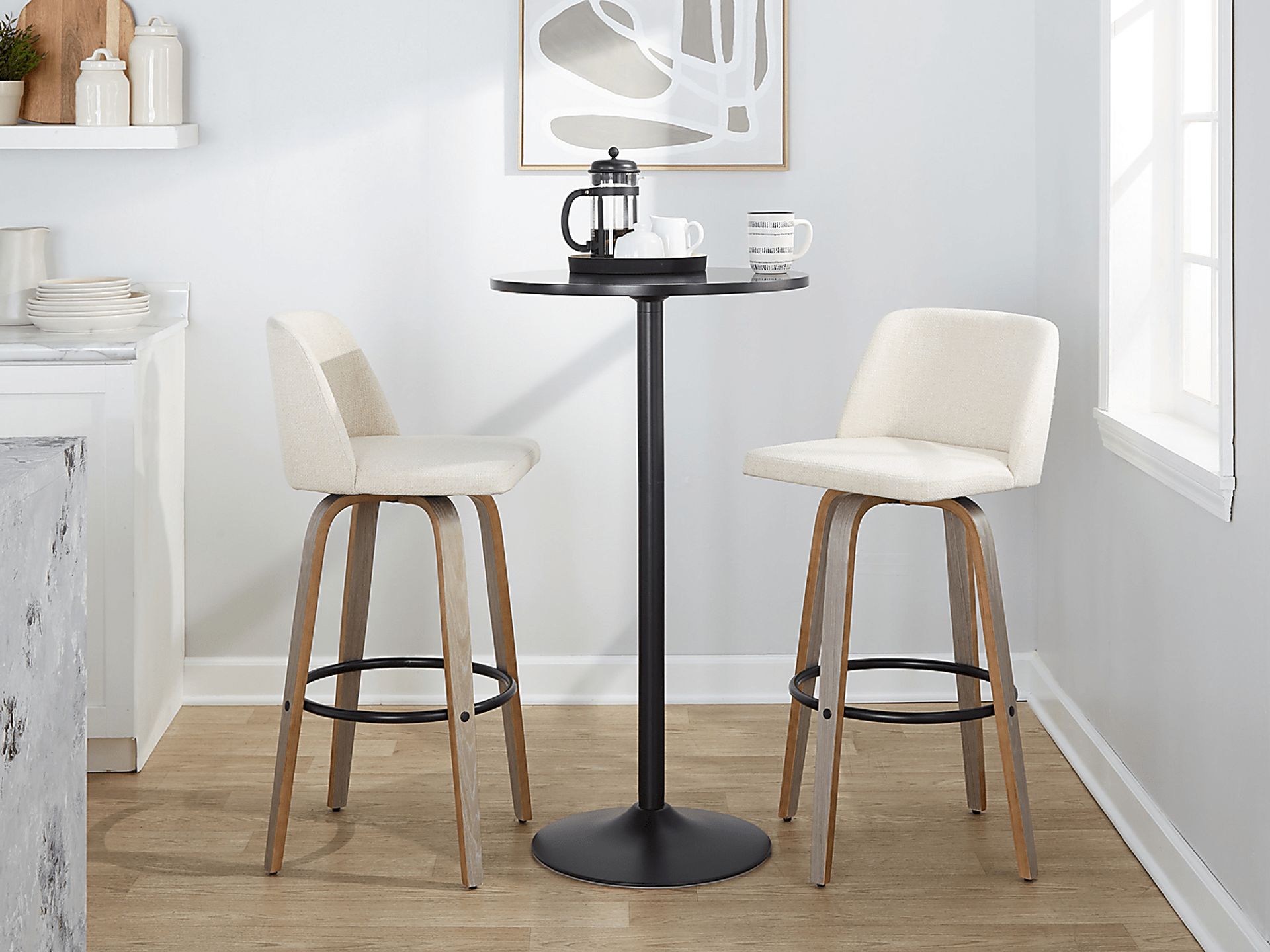 Wymering III Beige Swivel Barstool, Set of 2 - Image 10