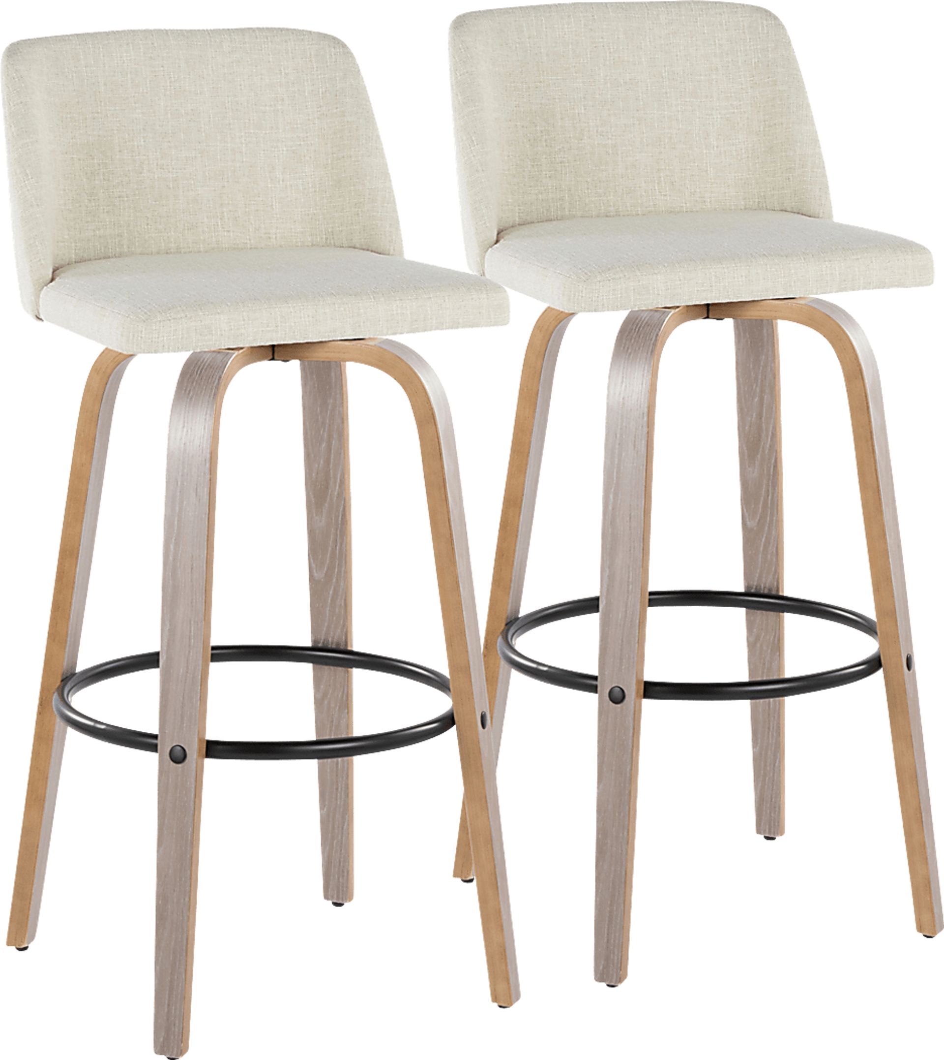 Wymering III Beige Swivel Barstool, Set of 2 - Image 1