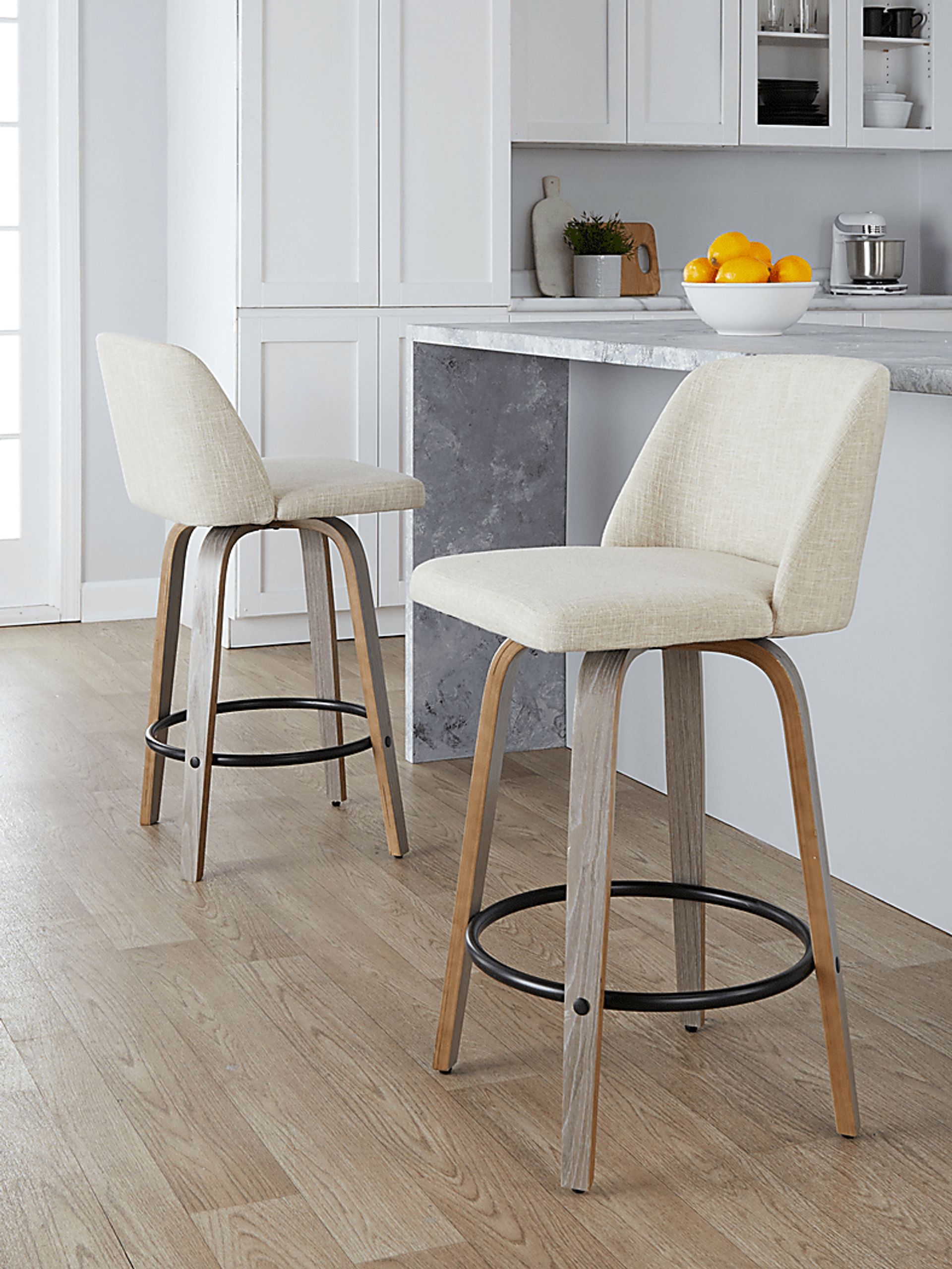 Wymering III Beige Swivel Counter Height Stool, Set of 2 - Image 9