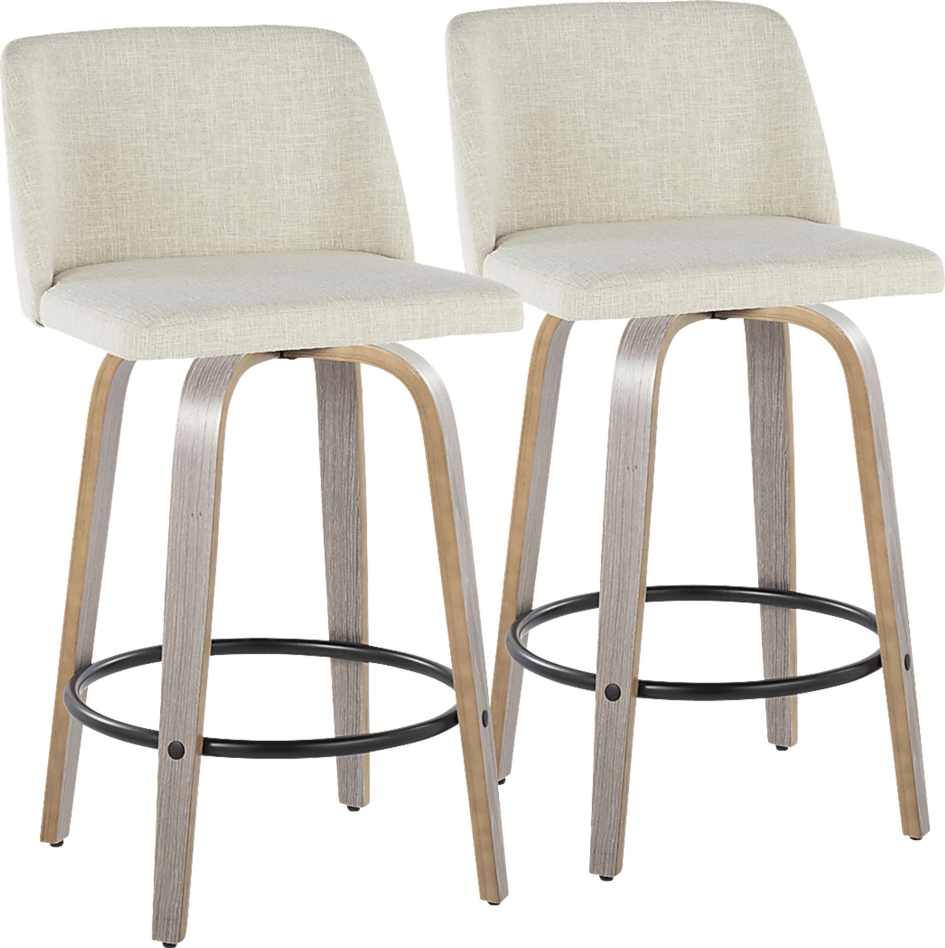 Wymering III Beige Swivel Counter Height Stool, Set of 2 - Image 1