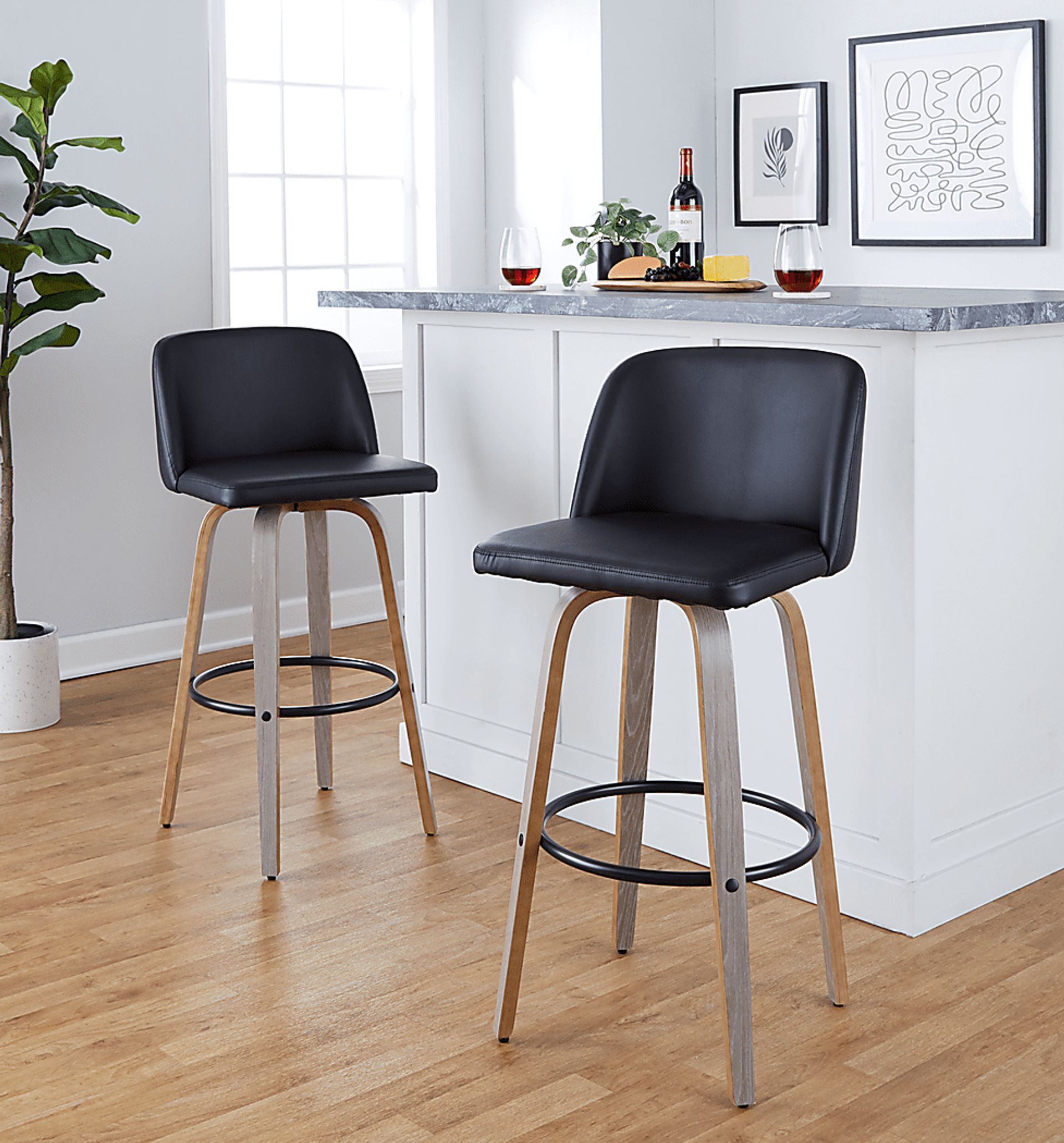 Wymering III Black Swivel Barstool, Set of 2 - Image 8