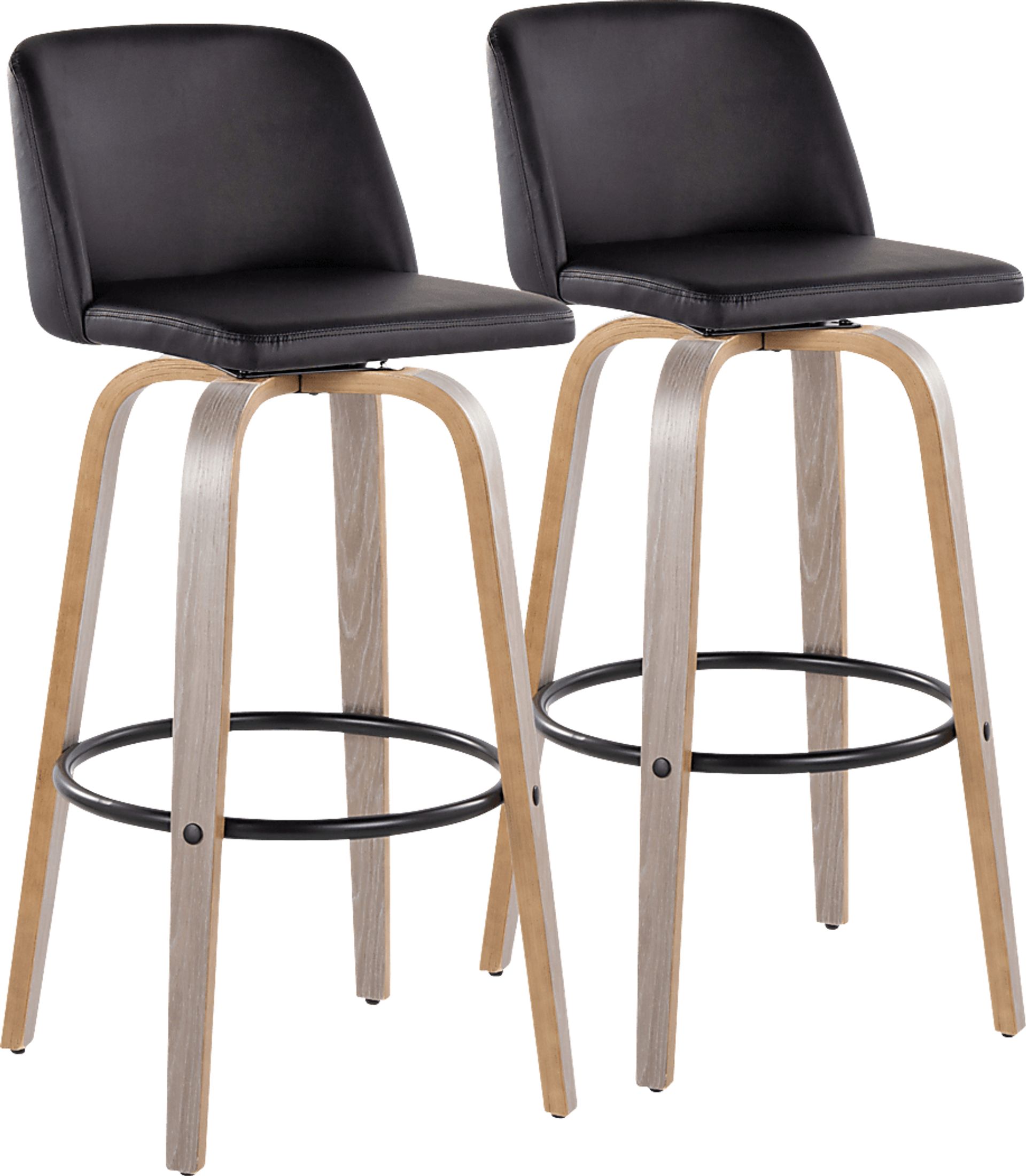 Wymering III Black Swivel Barstool, Set of 2 - Image 1