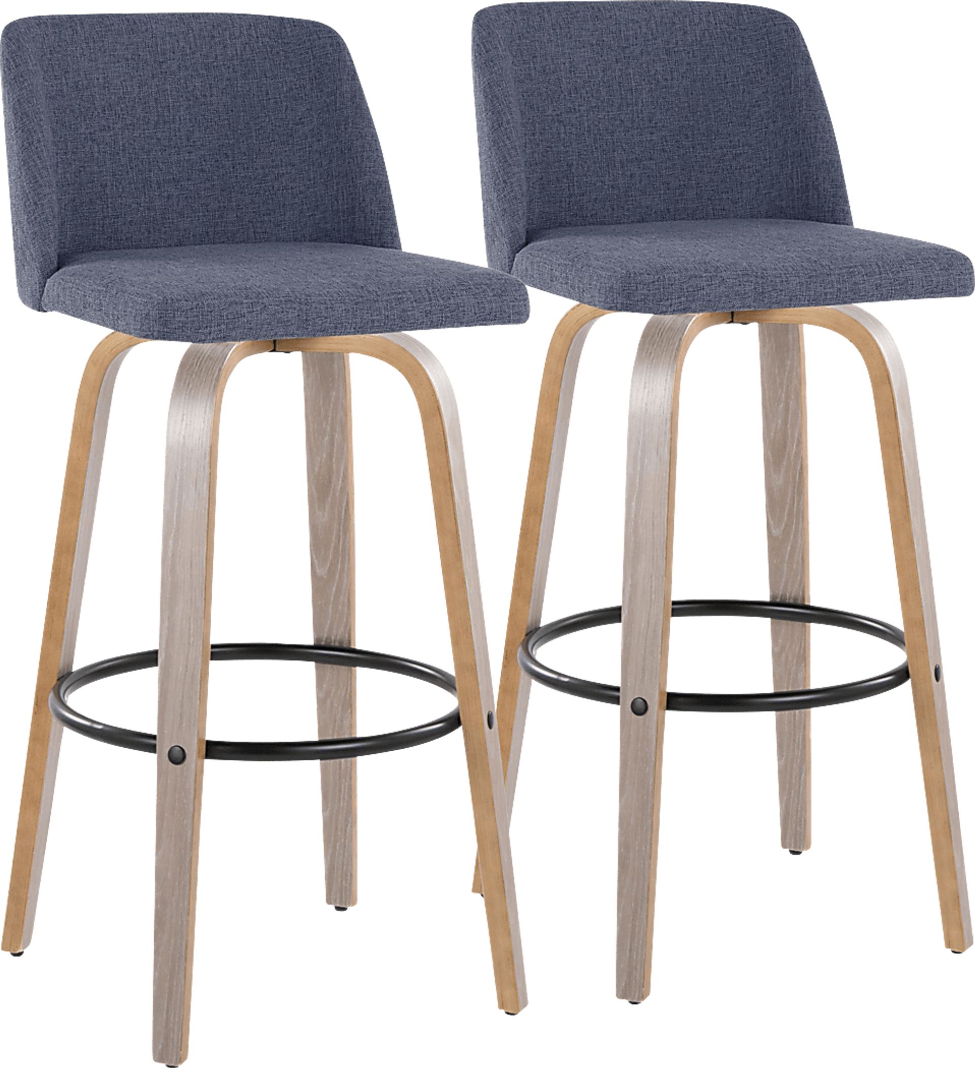 Wymering III Blue Swivel Barstool, Set of 2 - Image 1