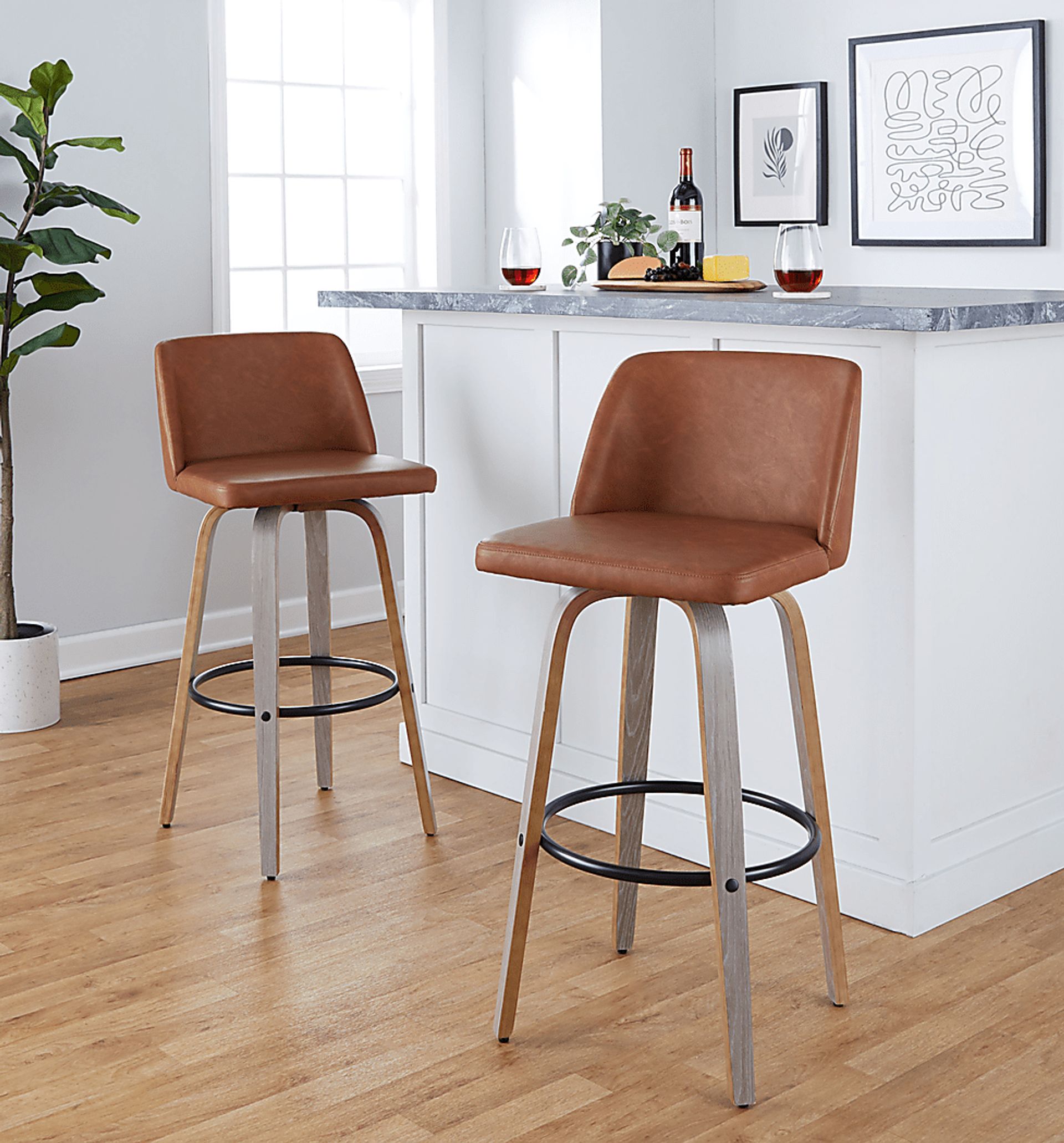 Wymering III Camel Swivel Barstool, Set of 2 - Image 8