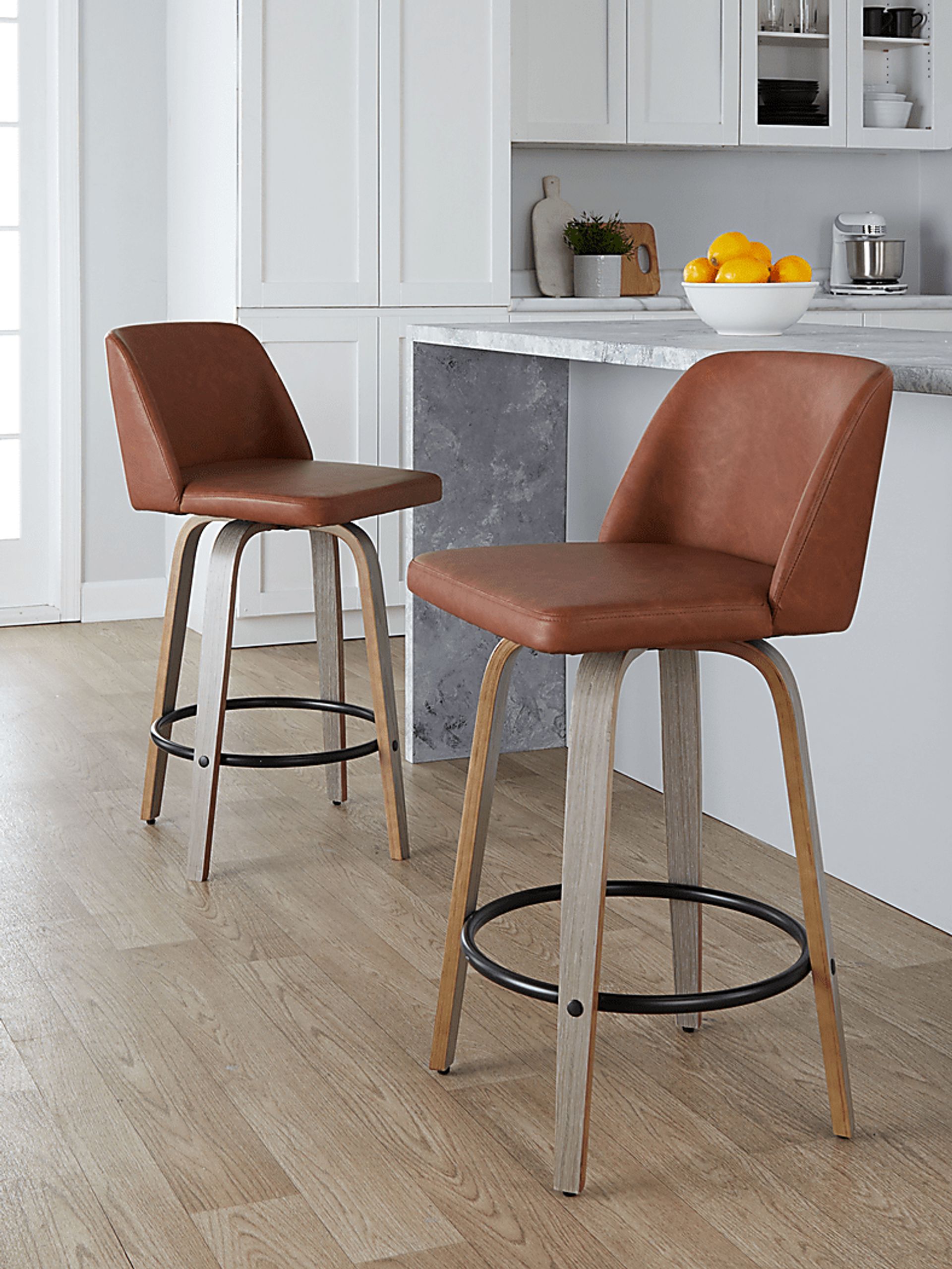 Wymering III Camel Swivel Counter Height Stool, Set of 2 - Image 2