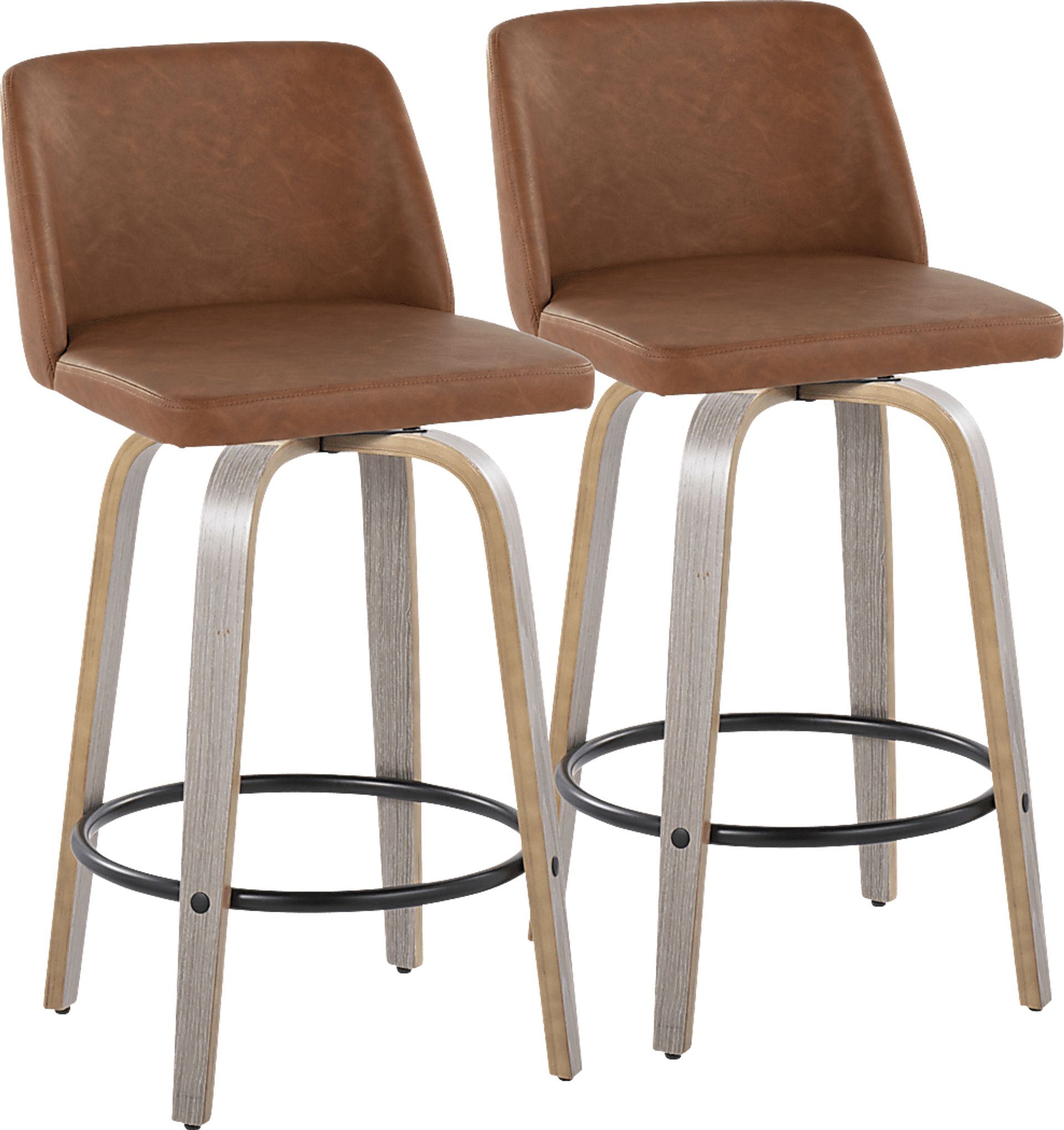 Wymering III Camel Swivel Counter Height Stool, Set of 2 - Image 1