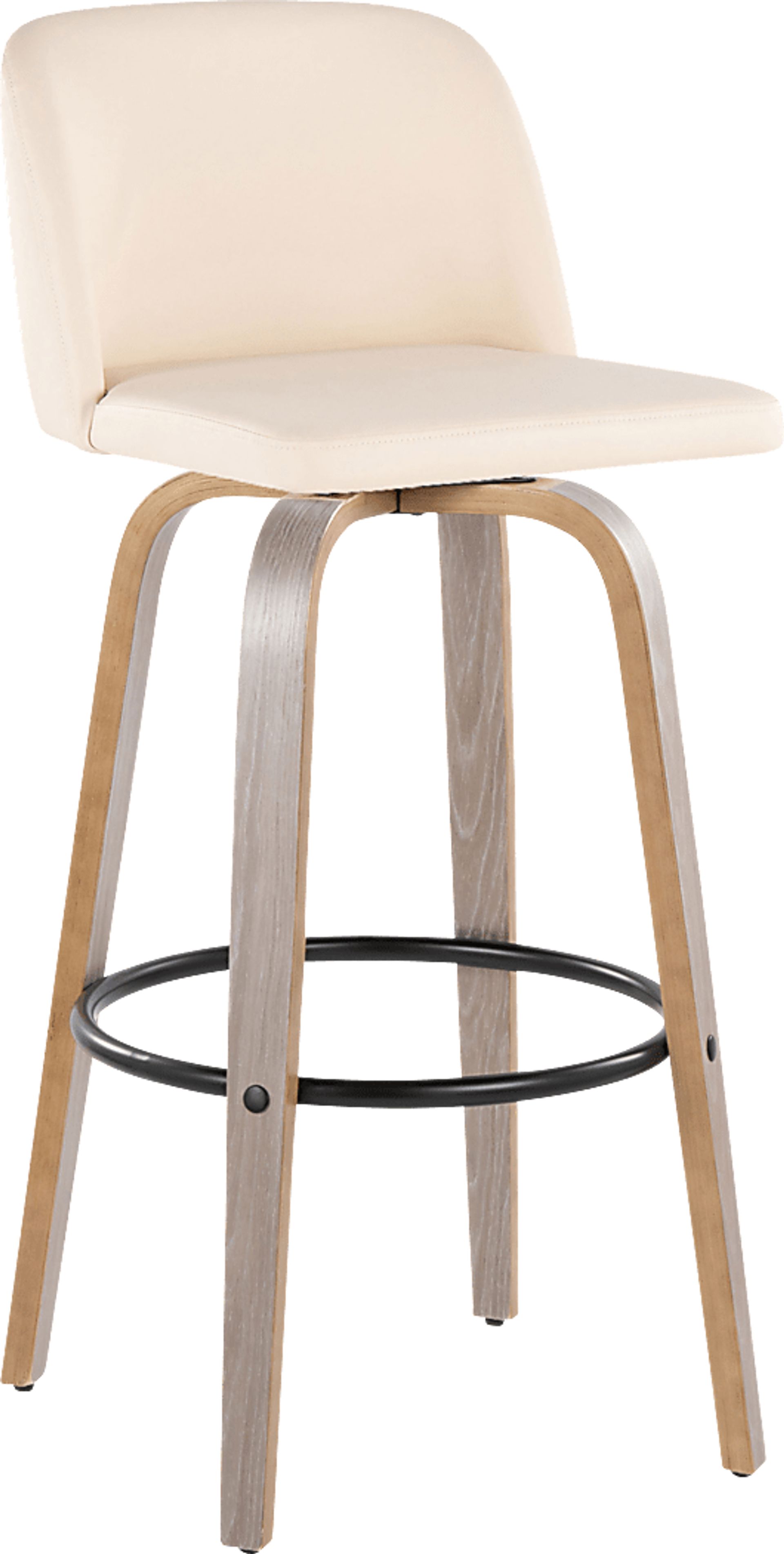 Wymering III Cream Polyurethane Swivel Barstool, Set of 2 - Image 3
