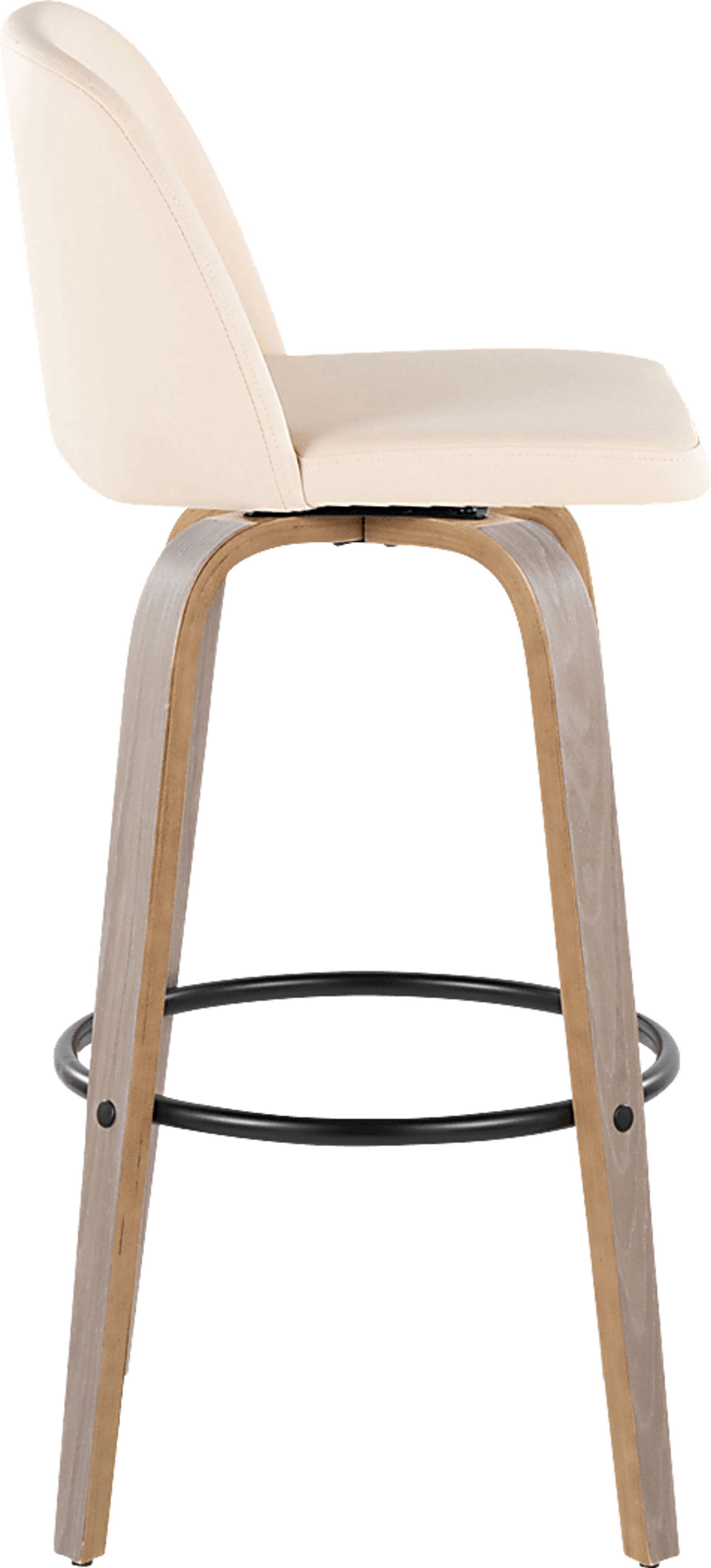Wymering III Cream Polyurethane Swivel Barstool, Set of 2 - Image 4