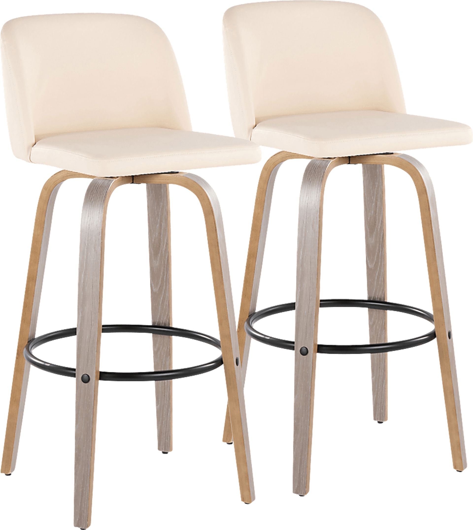 Wymering III Cream Polyurethane Swivel Barstool, Set of 2 - Image 1