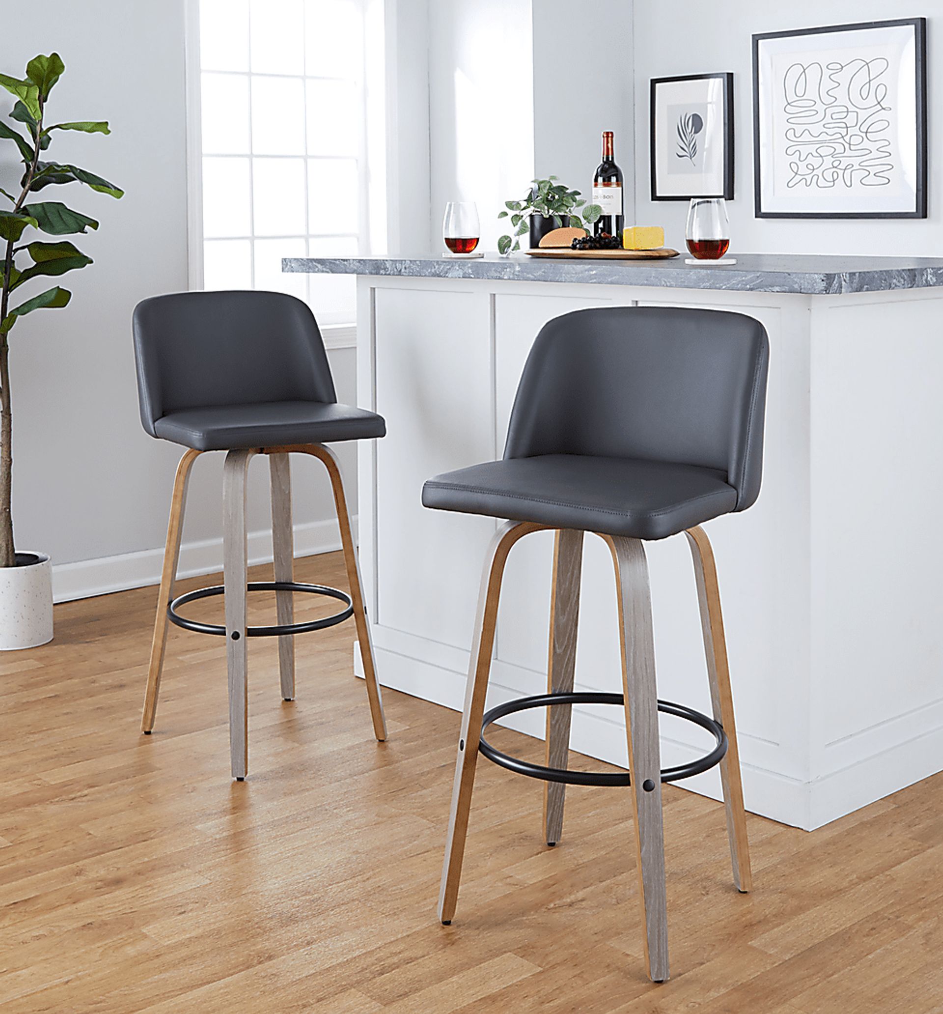 Wymering III Gray Swivel Barstool, Set of 2 - Image 8