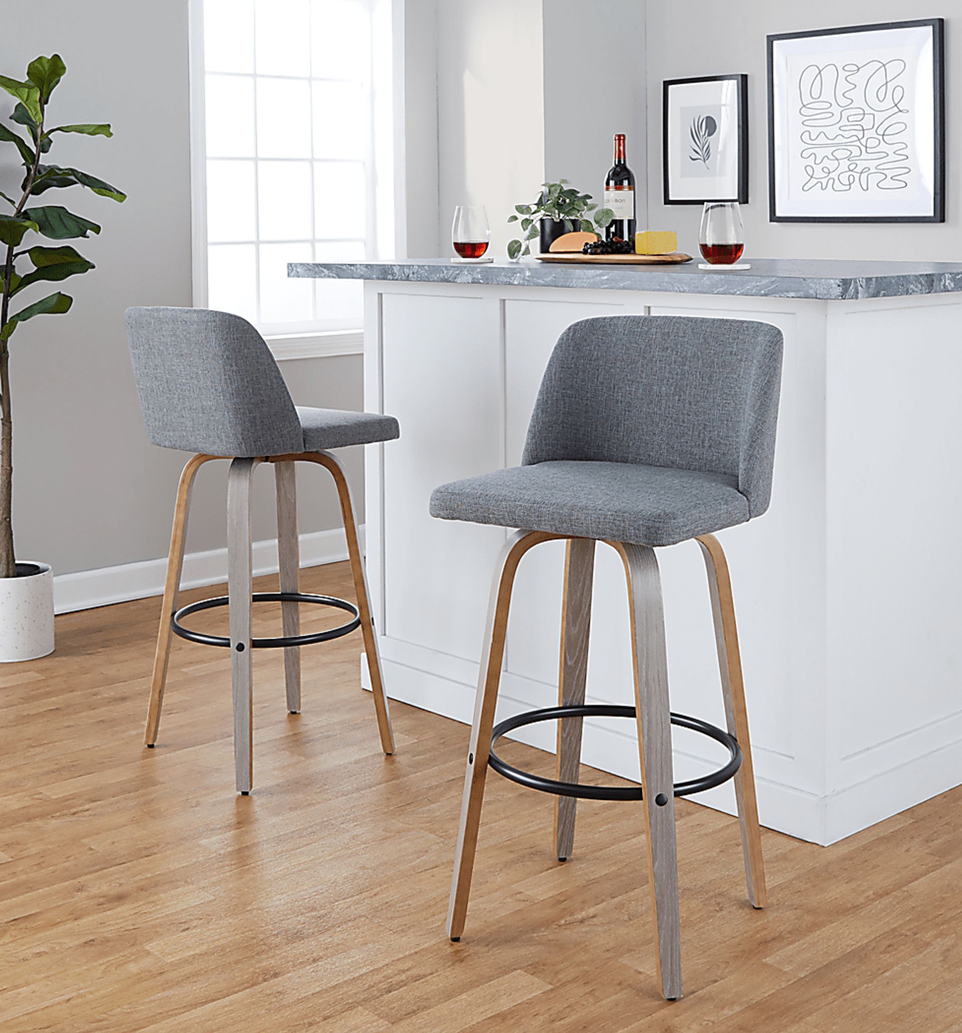 Wymering III Light Gray Swivel Barstool, Set of 2 - Image 8
