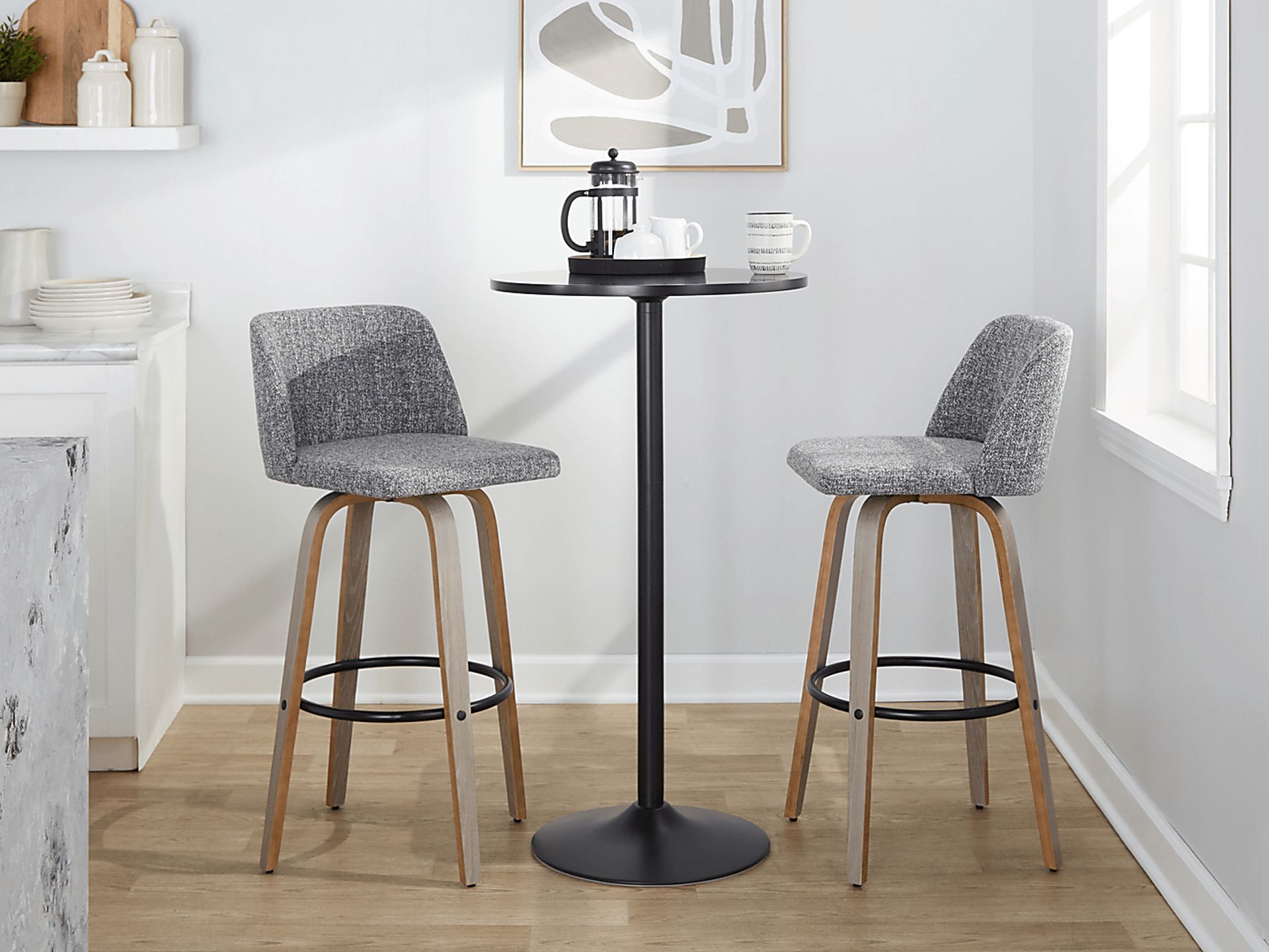Wymering III Light Gray Swivel Barstool, Set of 2 - Image 9