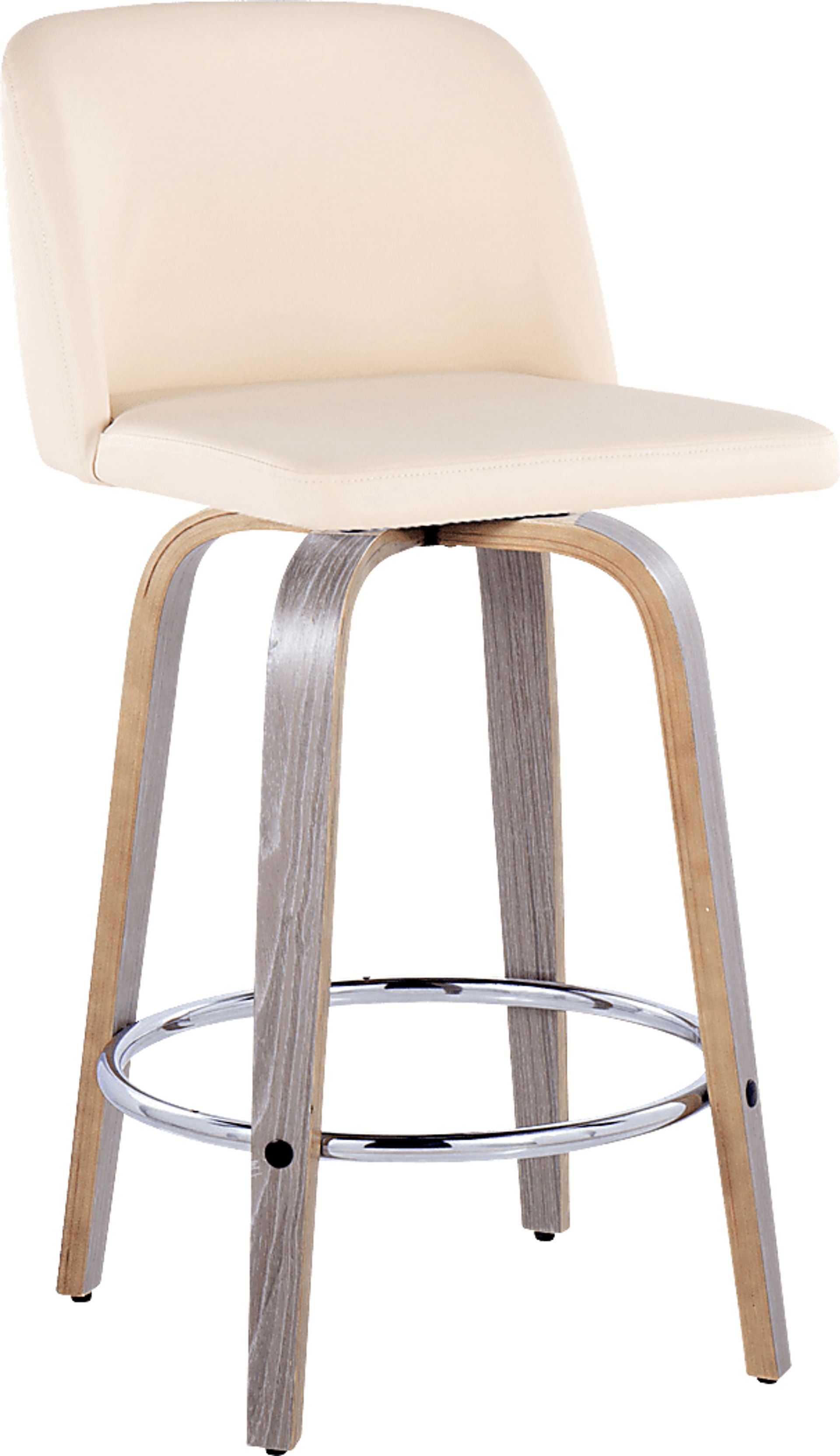 Wymering IV Cream Polyurethane Swivel Counter Height Stool, Set of 2 - Image 3