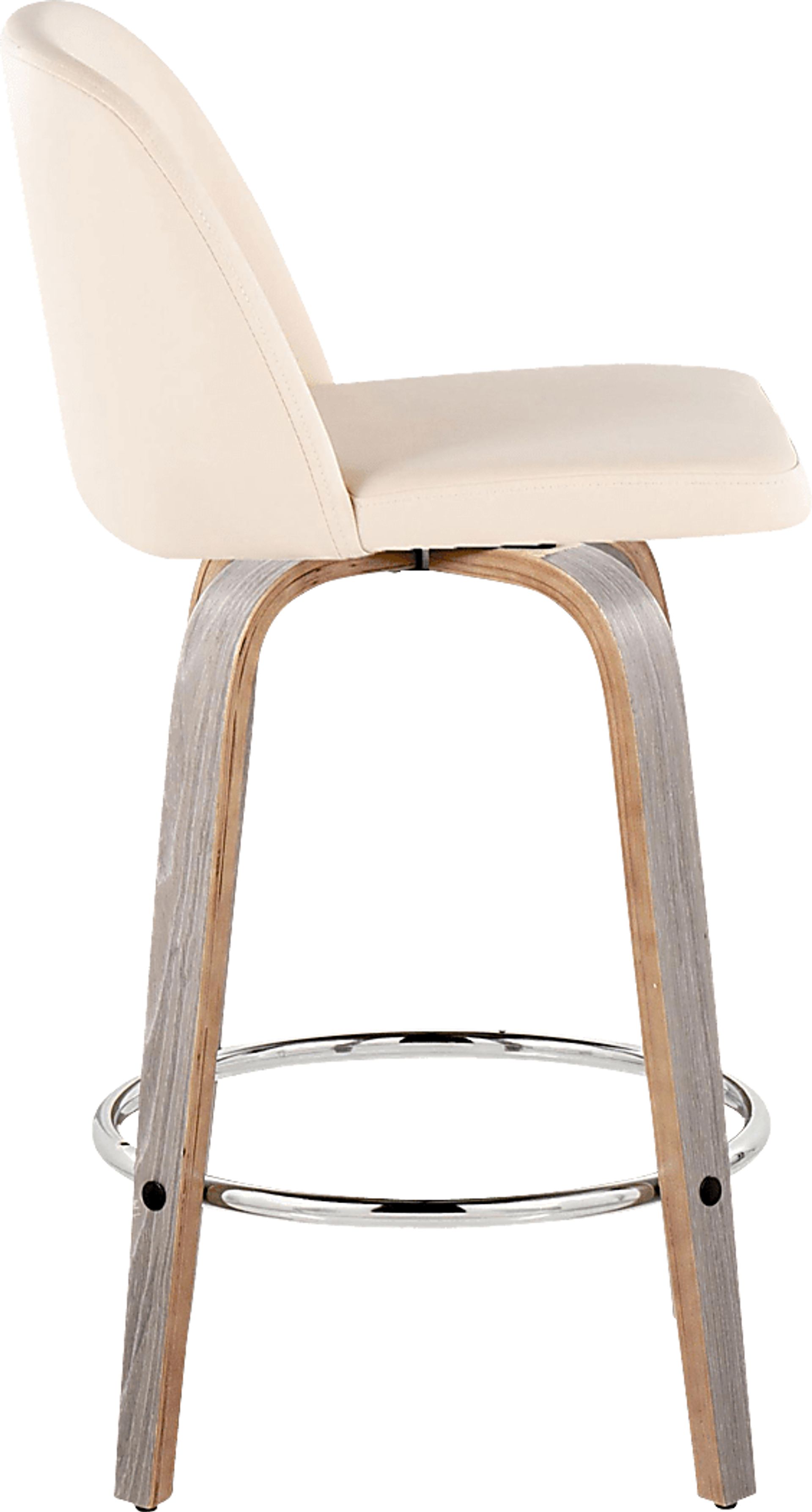Wymering IV Cream Polyurethane Swivel Counter Height Stool, Set of 2 - Image 4