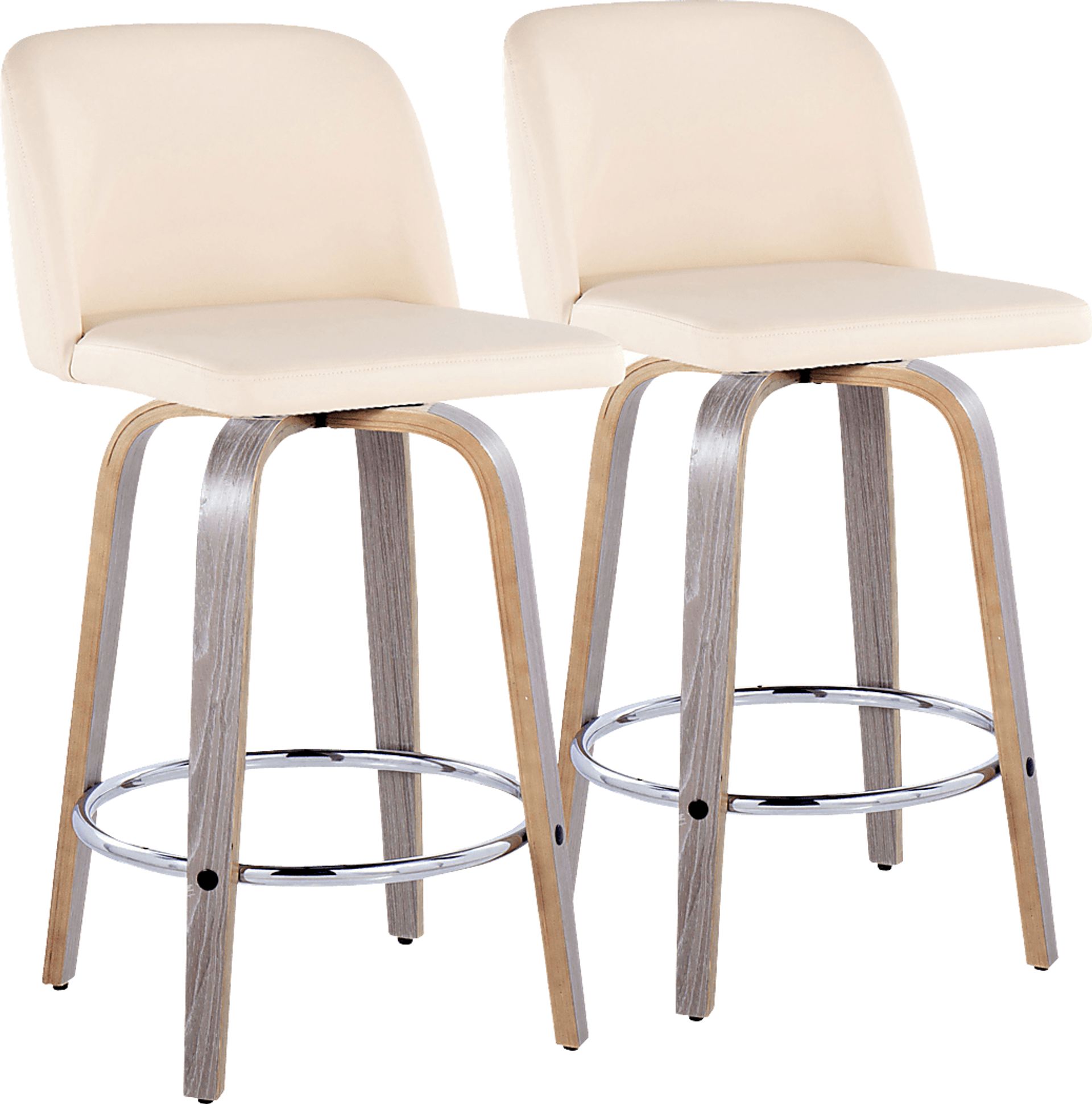 Wymering IV Cream Polyurethane Swivel Counter Height Stool, Set of 2 - Image 1