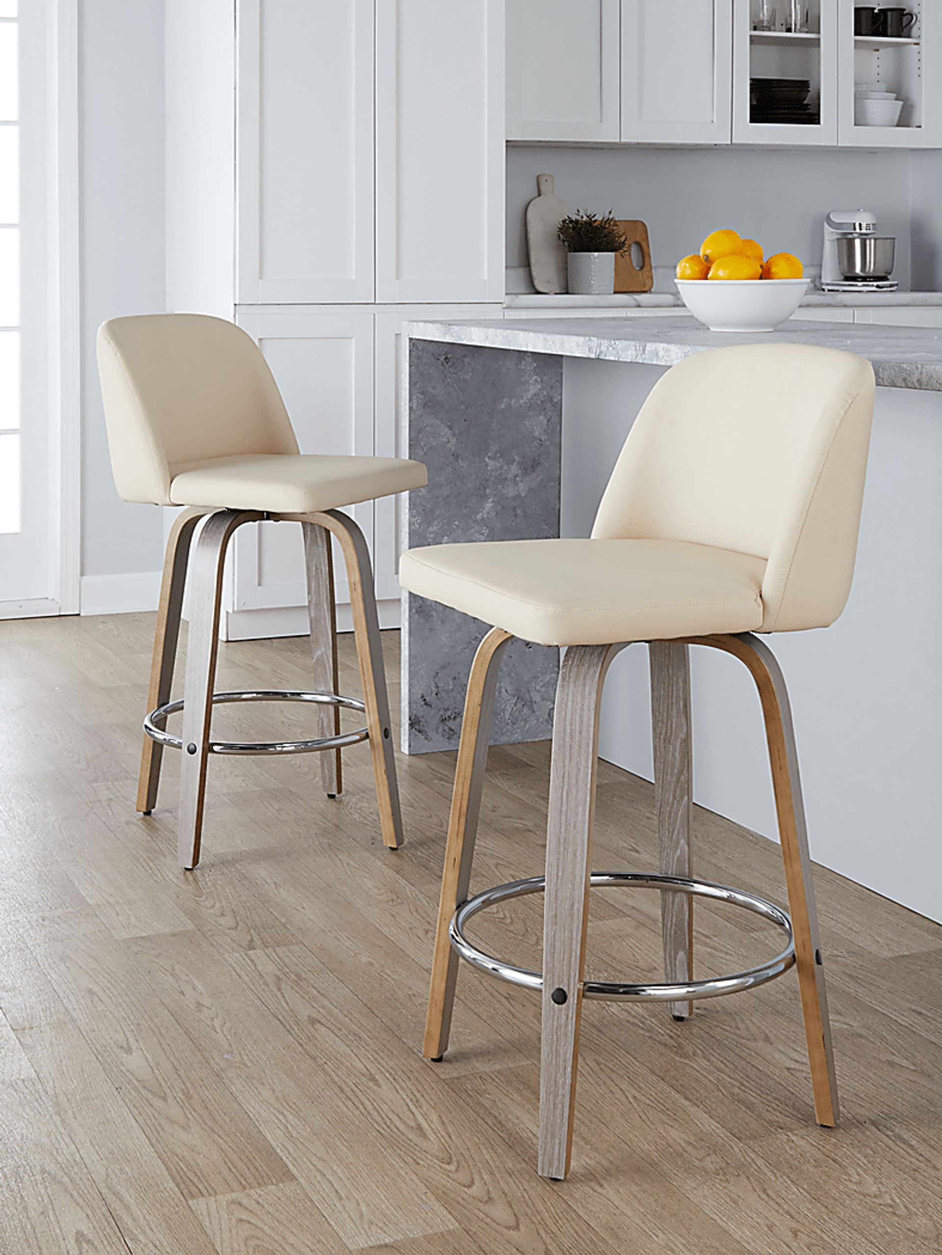 Wymering IV Cream Swivel Counter Height Stool, Set of 2 - Image 9