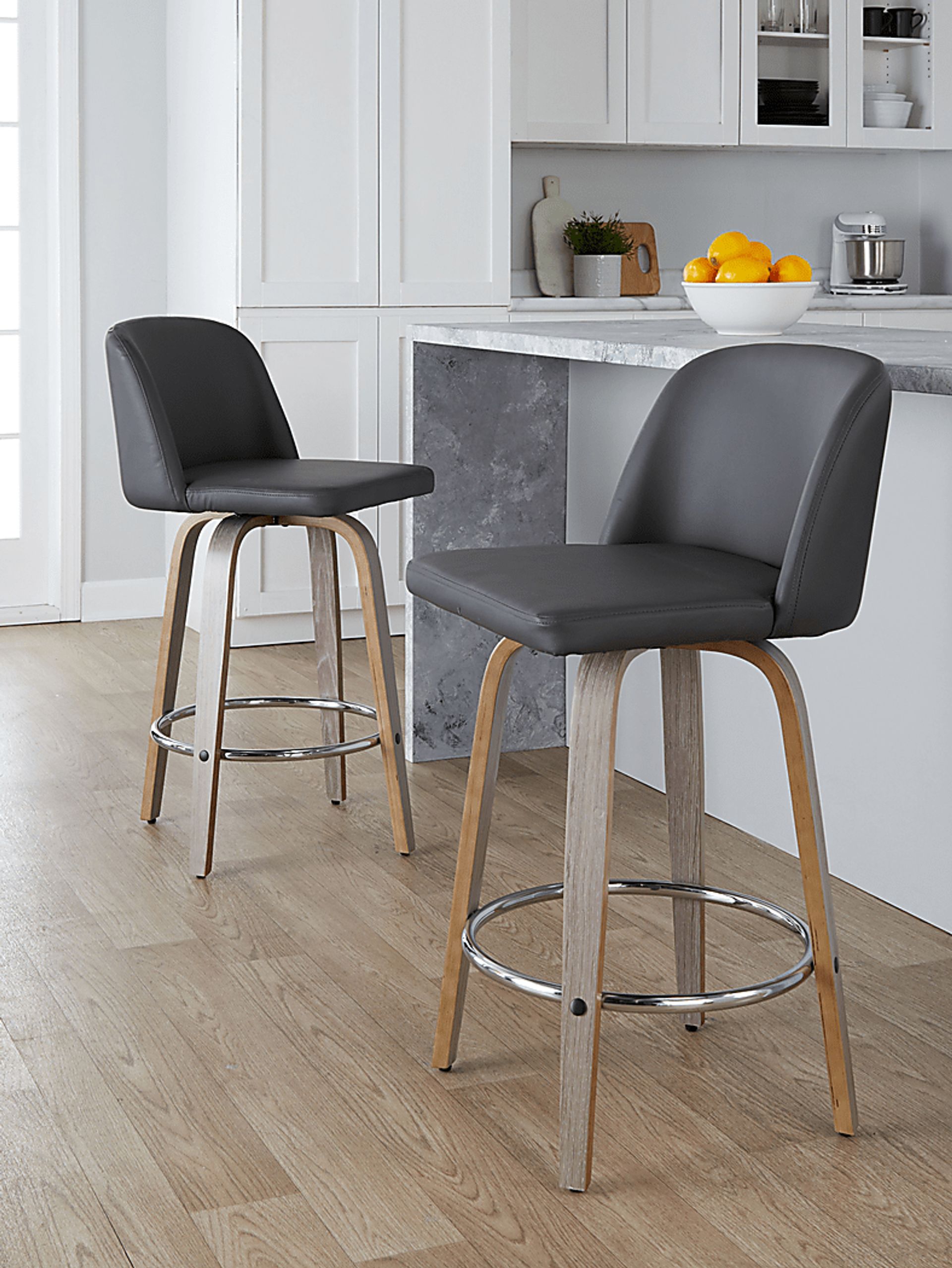 Wymering IV Gray Swivel Counter Height Stool, Set of 2 - Image 2